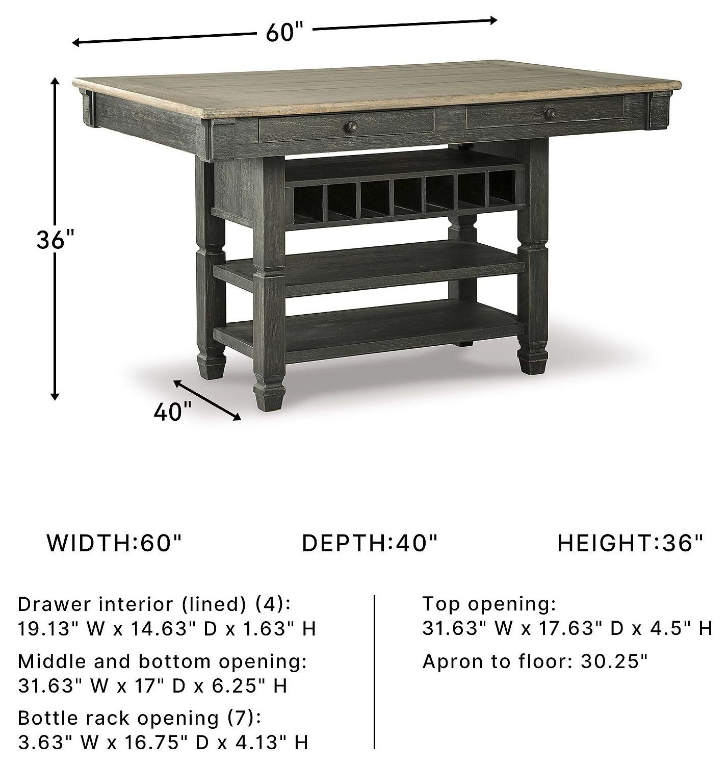 Tyler Creek Black And Gray Rectangular Counter Height Dining Table