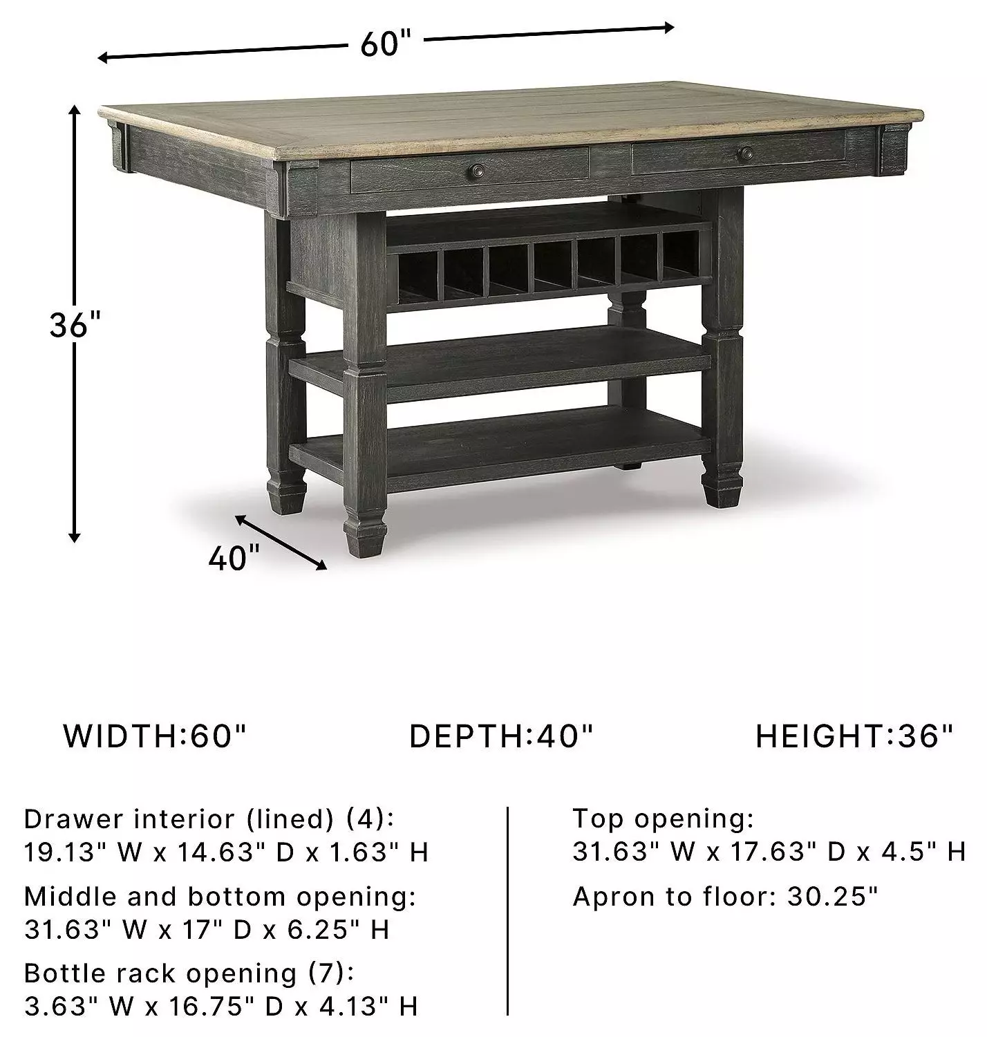 Tyler Creek Black And Gray Rectangular Counter Height Dining Table