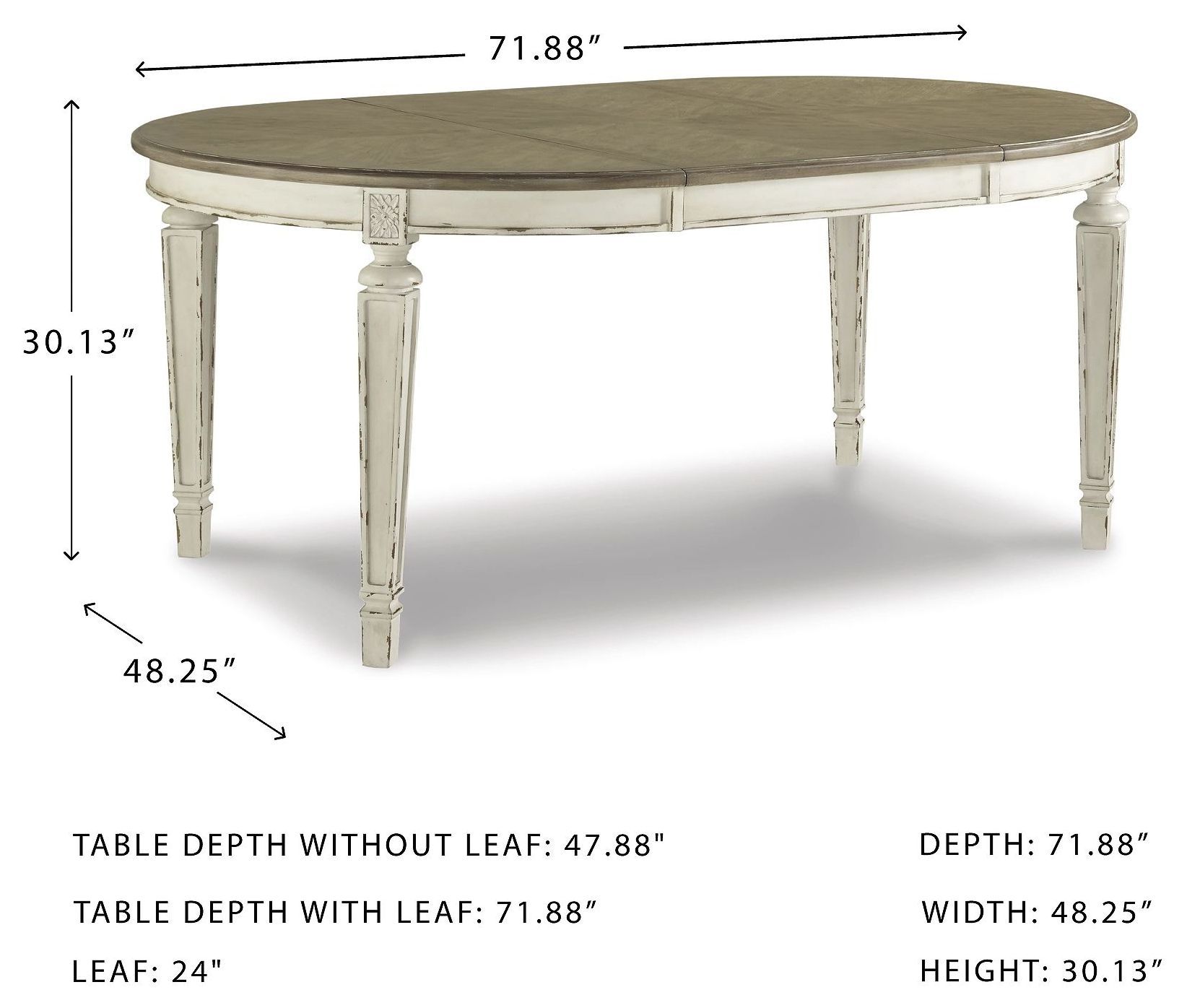 Realyn White Oval Extendable Dining Table