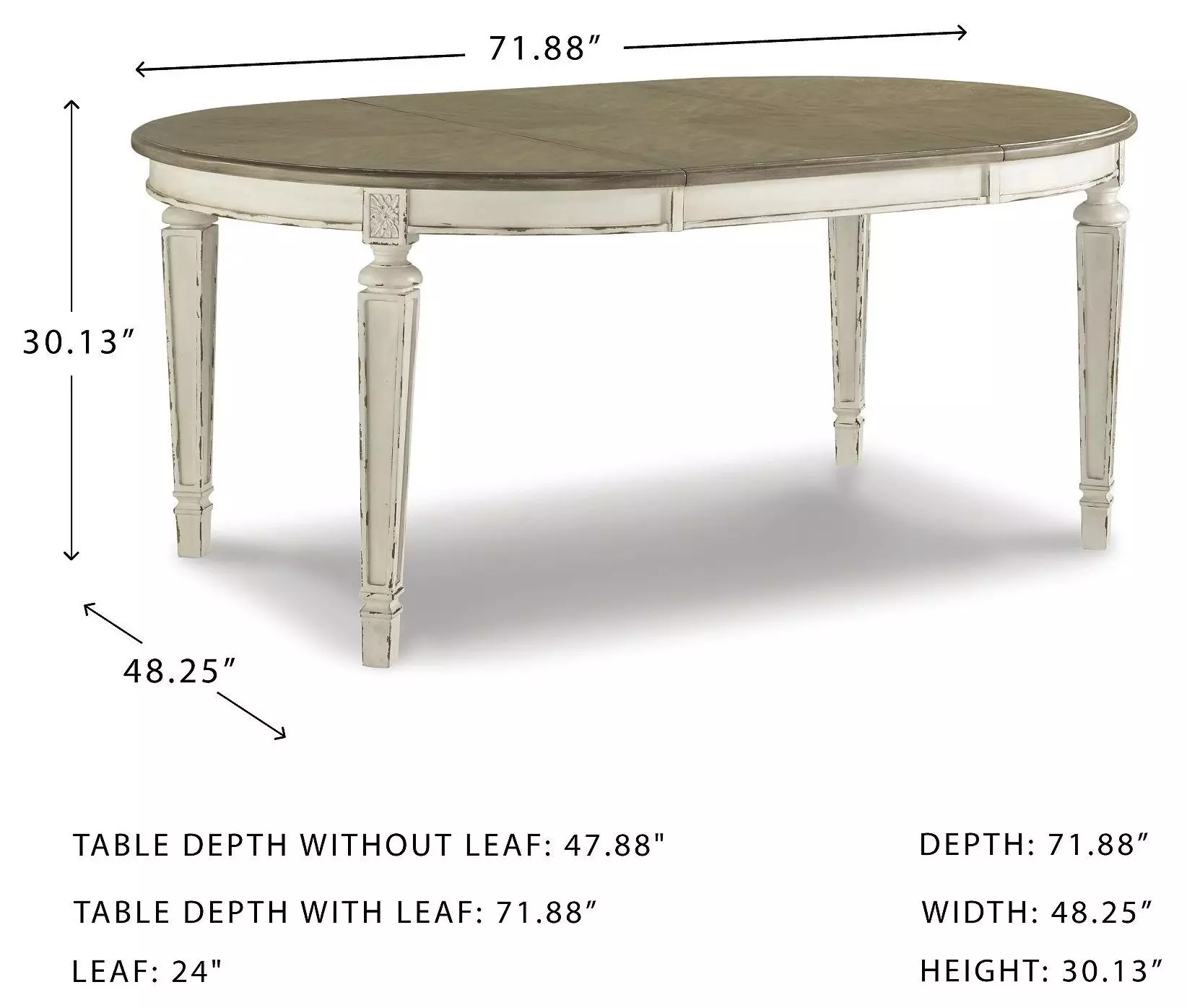 Realyn White Oval Extendable Dining Table