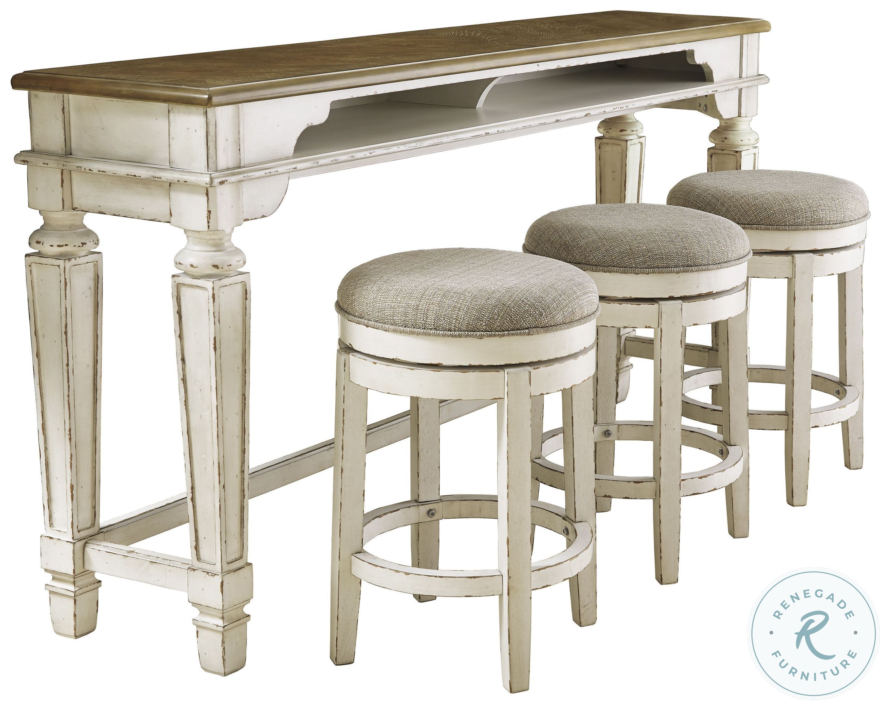 Realyn Chipped White Swivel Counter Height Bar Stool from Ashley