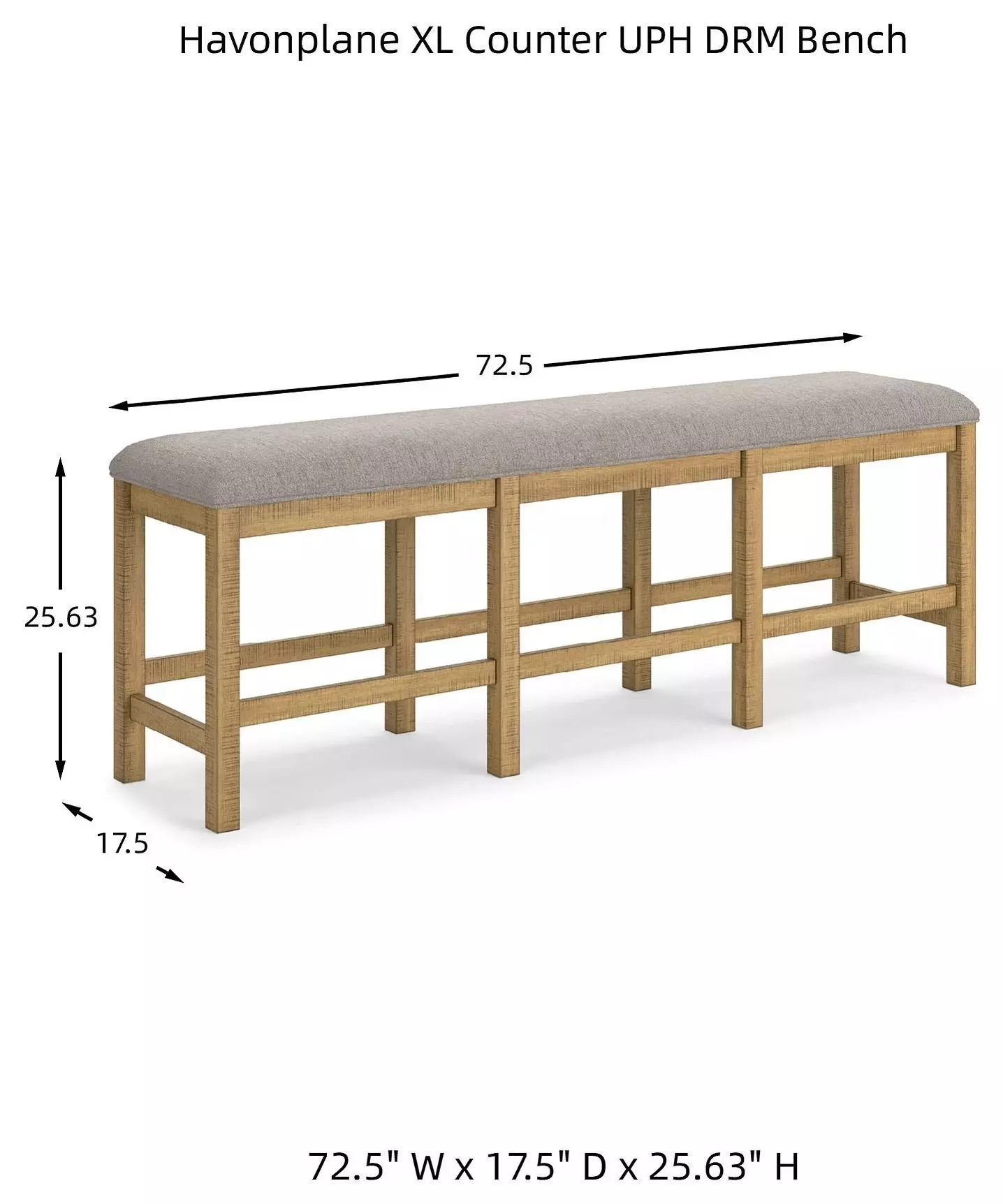 Havonplane Distressed Light Brown Pine Counter Height Bench
