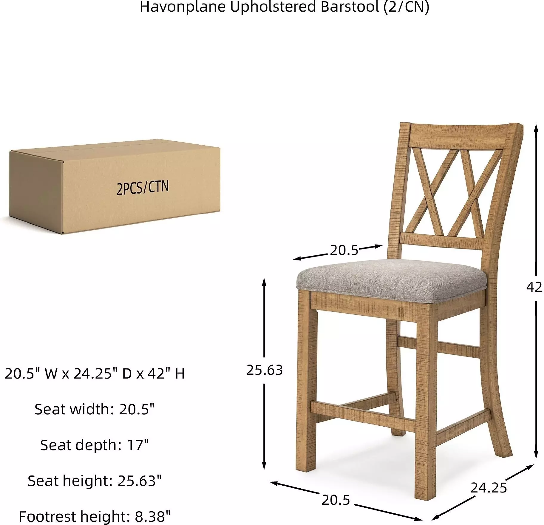 Havonplane Distressed Light Brown Pine Counter Height Stool Set Of 2