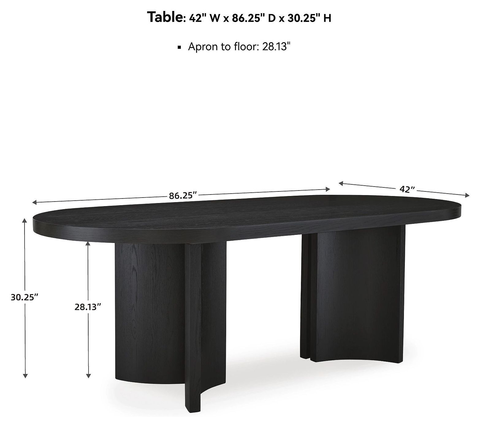 Rowanbeck Black Oval Dining Table