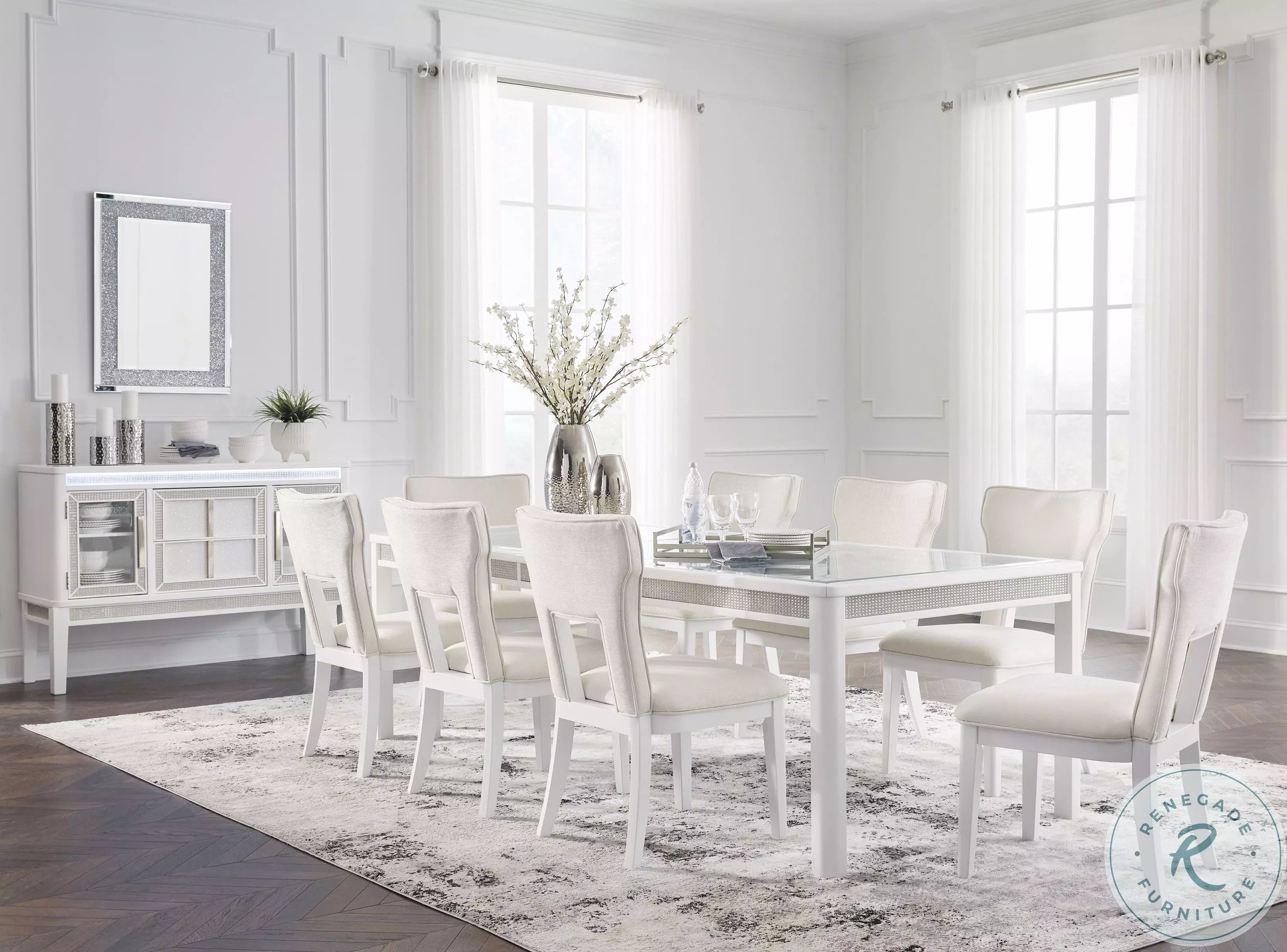 Chalanna White Extendable Rectangular Dining Room Set from