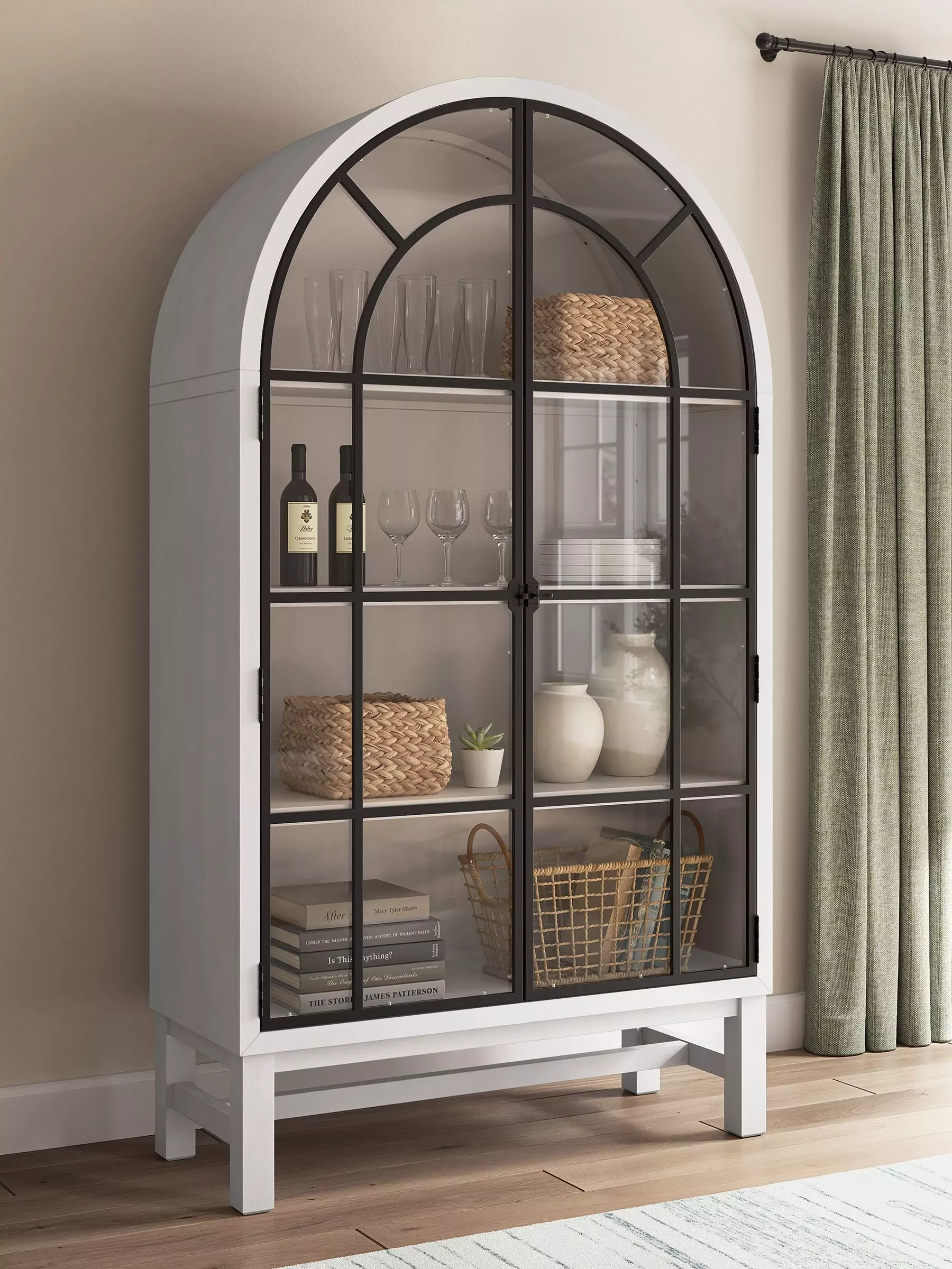 Chadworth White and Black 2 Glass Door Display Cabinet From Ashley