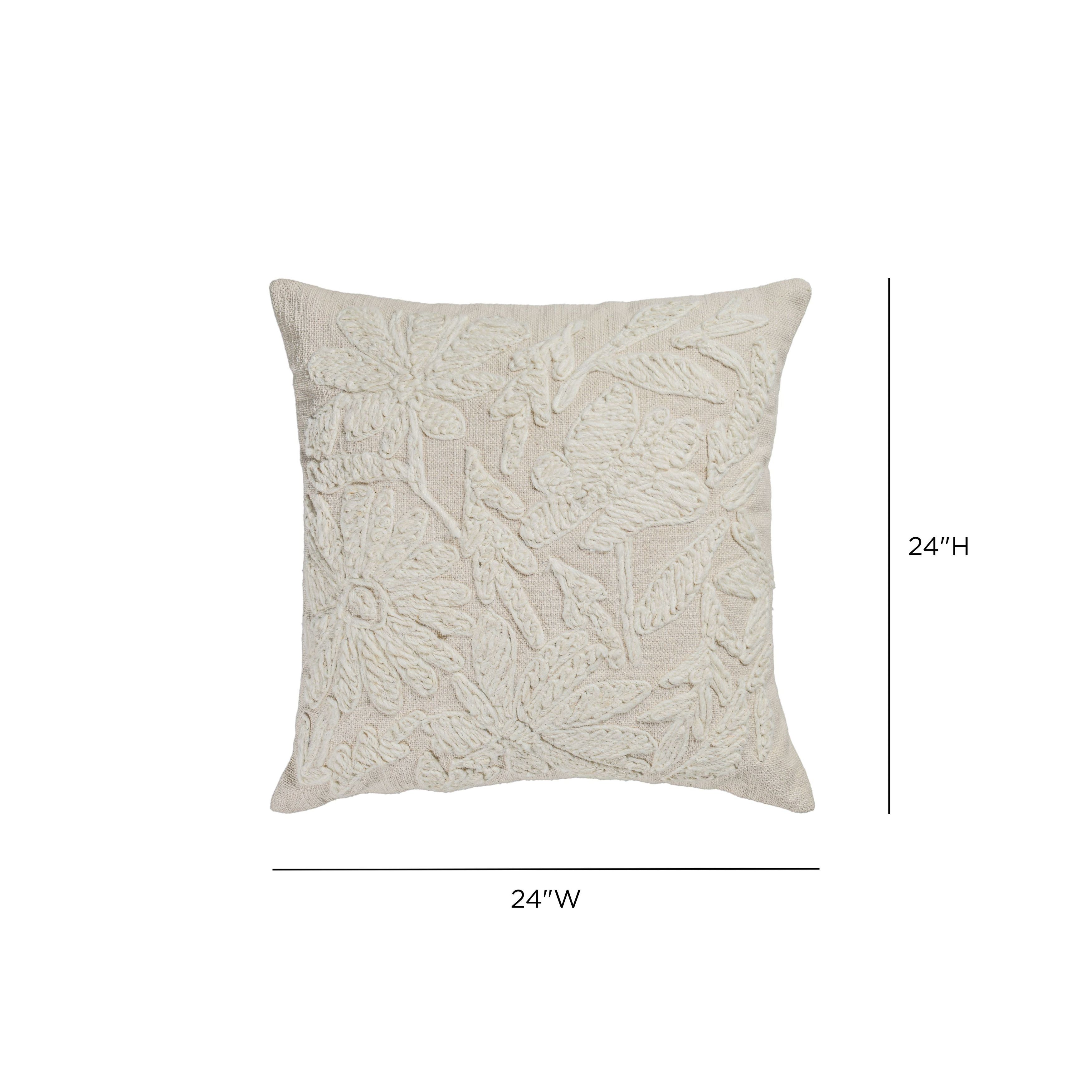 Tabitha Cream Square Embroidered Pillow