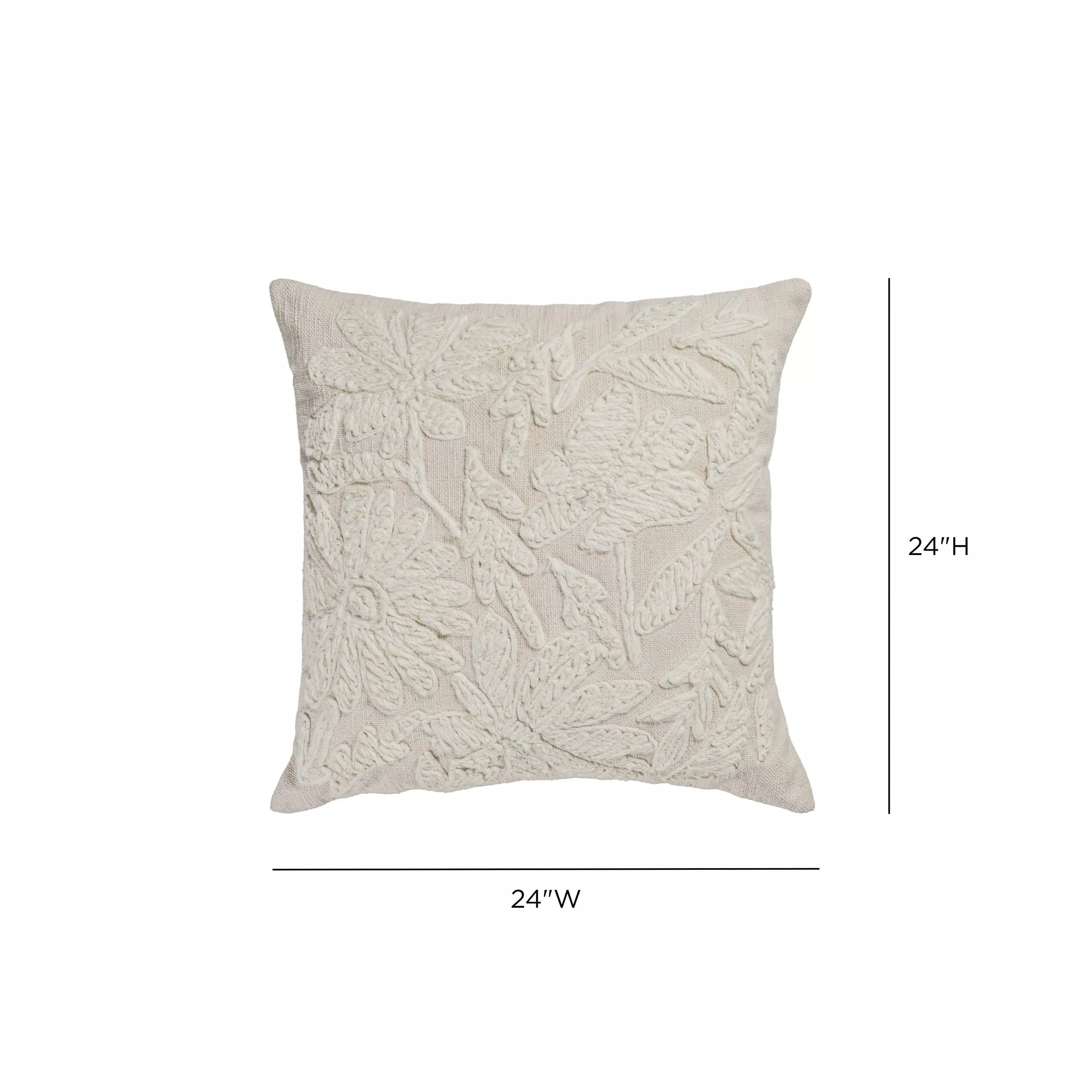 Tabitha Cream Square Embroidered Pillow