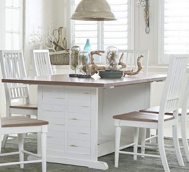 Shutters Light Oak and Distressed White Dining Room Set from