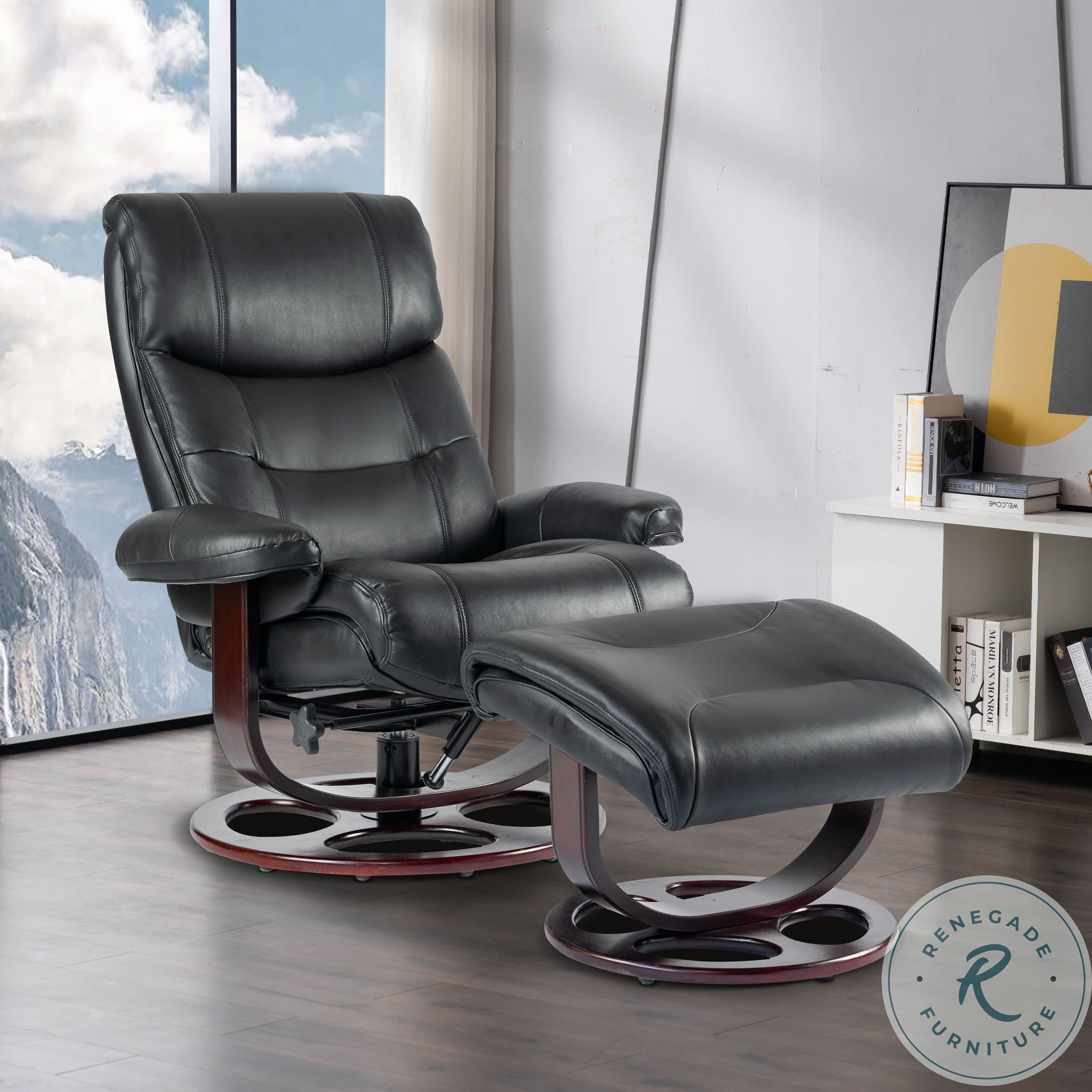 Dawson Frampton Black Recliner With Ottoman From Barcalounger Coleman