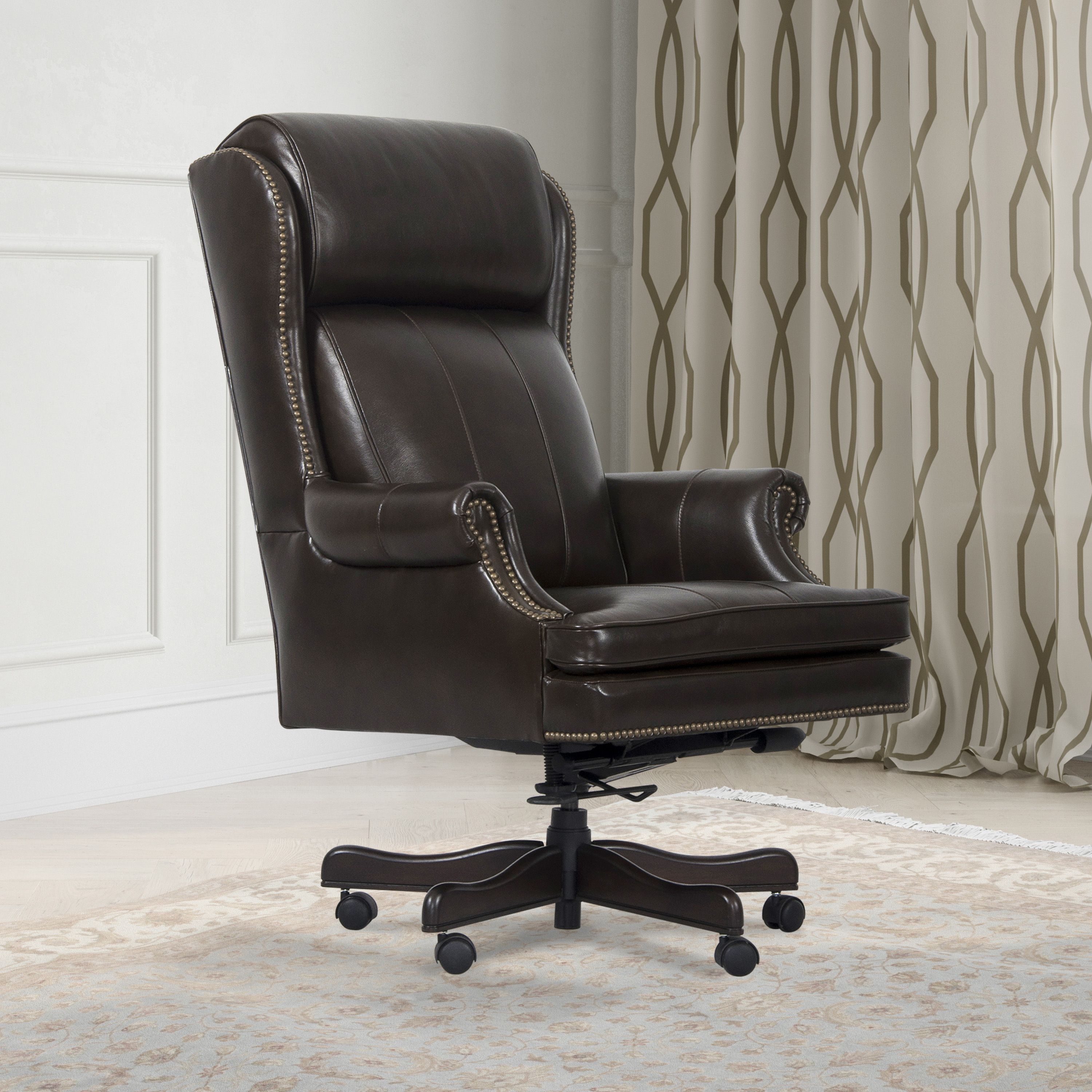 Black/Brown Wipe Leather Desk Chair from Parker Living | Coleman