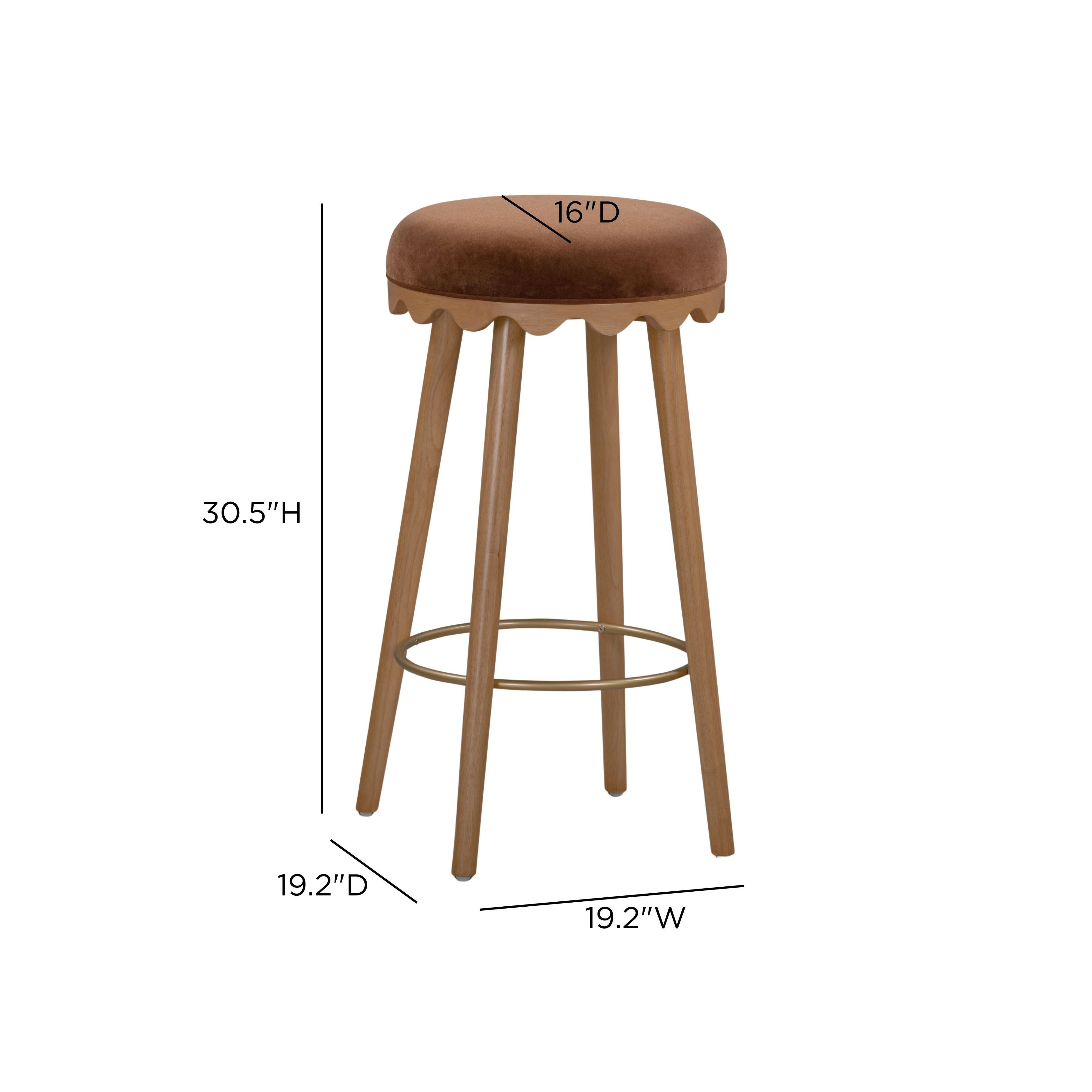 Oodle Bronze and Light Walnut Performance Vegan Mohair Upholstered Bar Stool