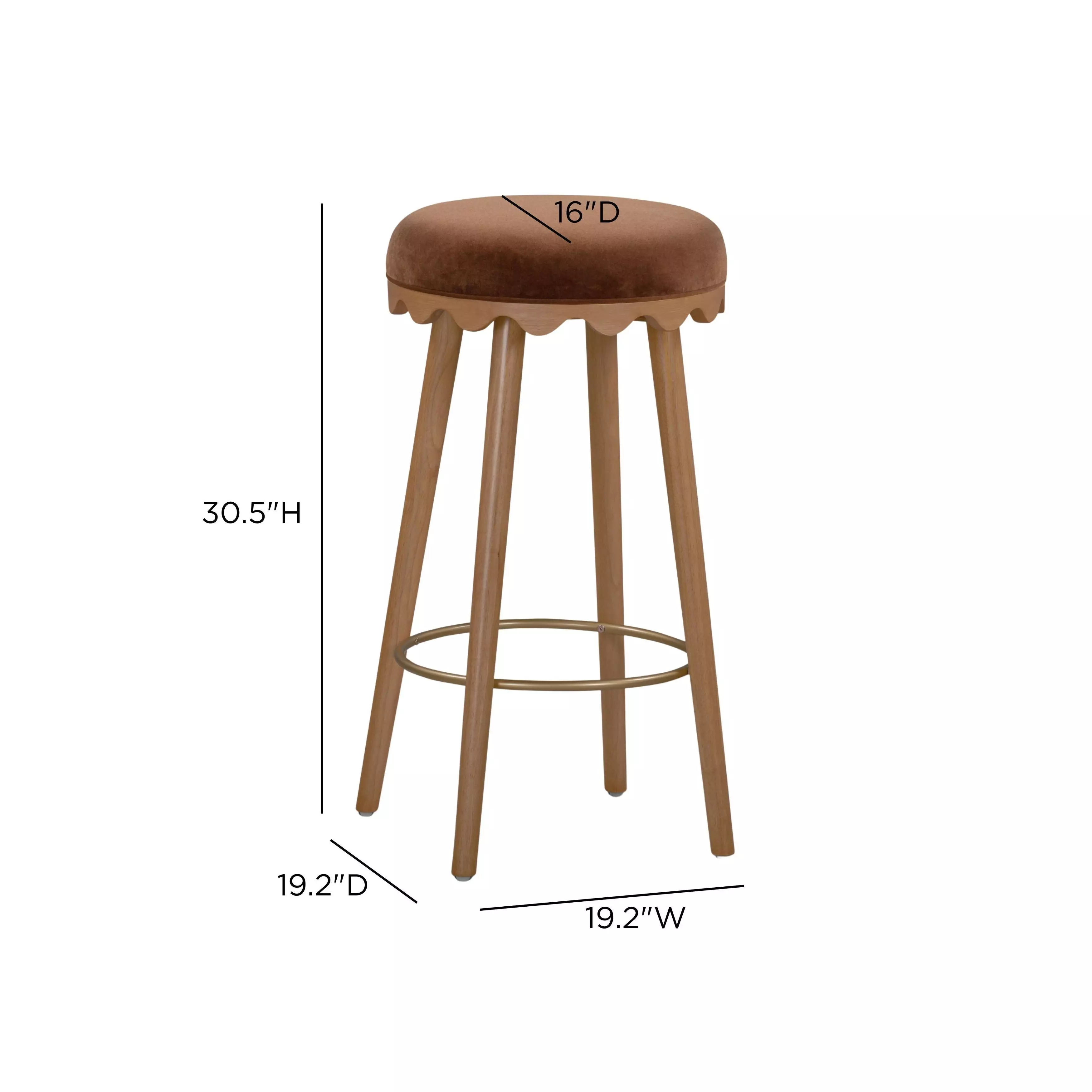Oodle Bronze and Light Walnut Performance Vegan Mohair Upholstered Bar Stool
