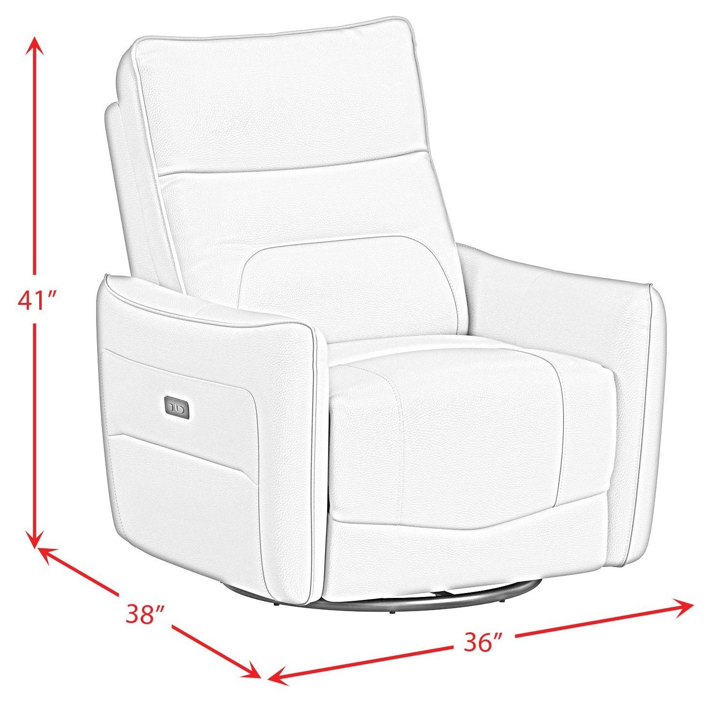 Rodger Del Mar Cream Leather Swivel Glider Power Recliner with USB Charging