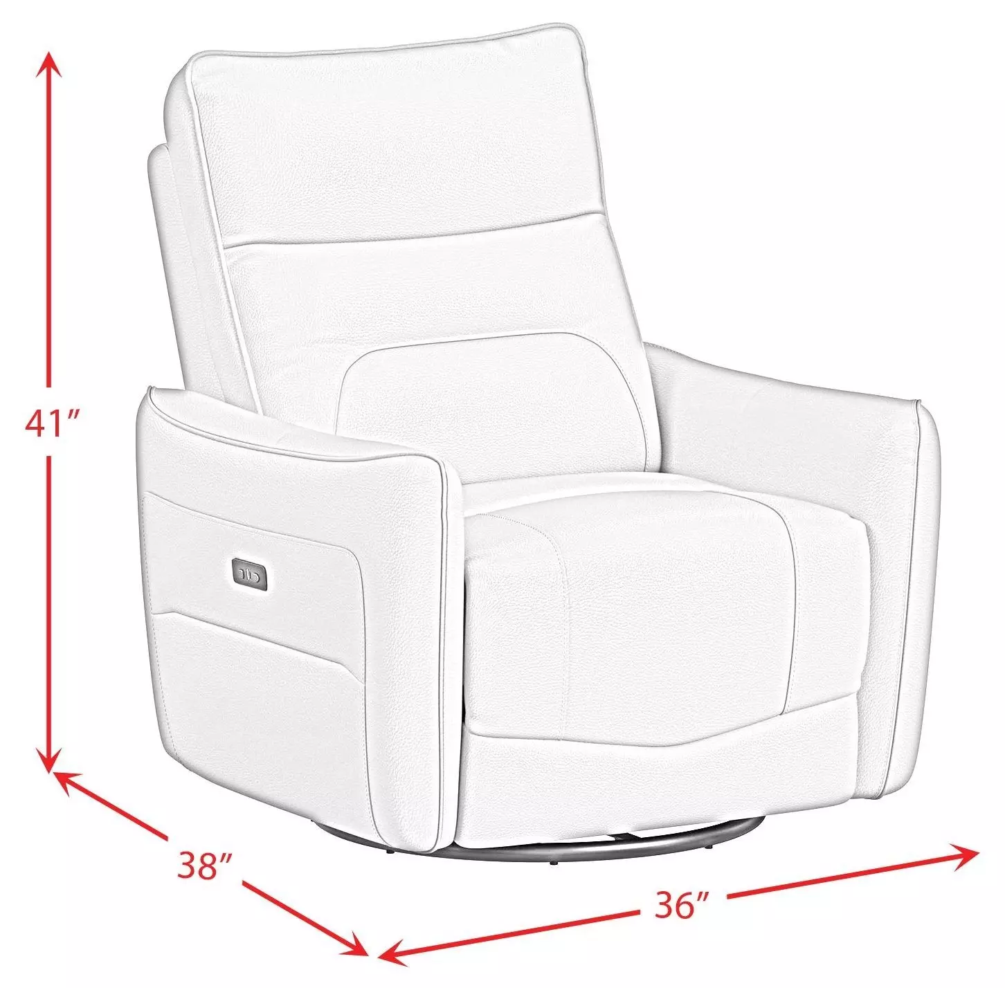 Rodger Del Mar Cream Leather Swivel Glider Power Recliner with USB Charging