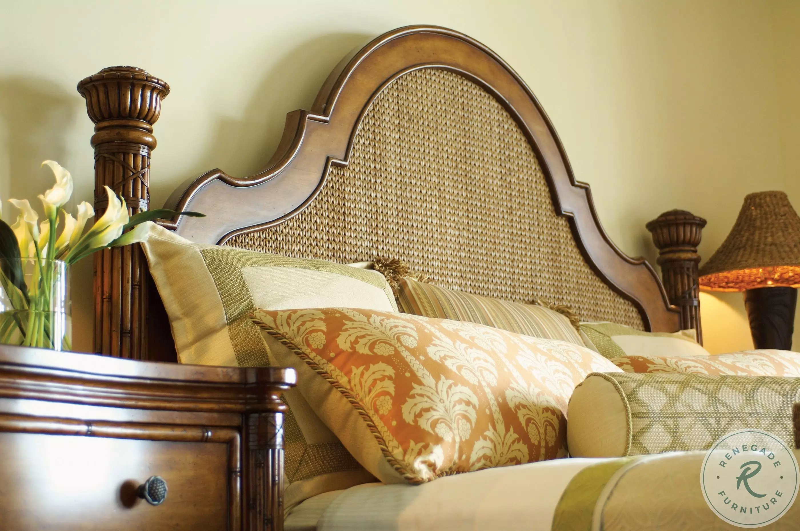 Island Estate Plantation Brown Round Hill King Poster Bed from