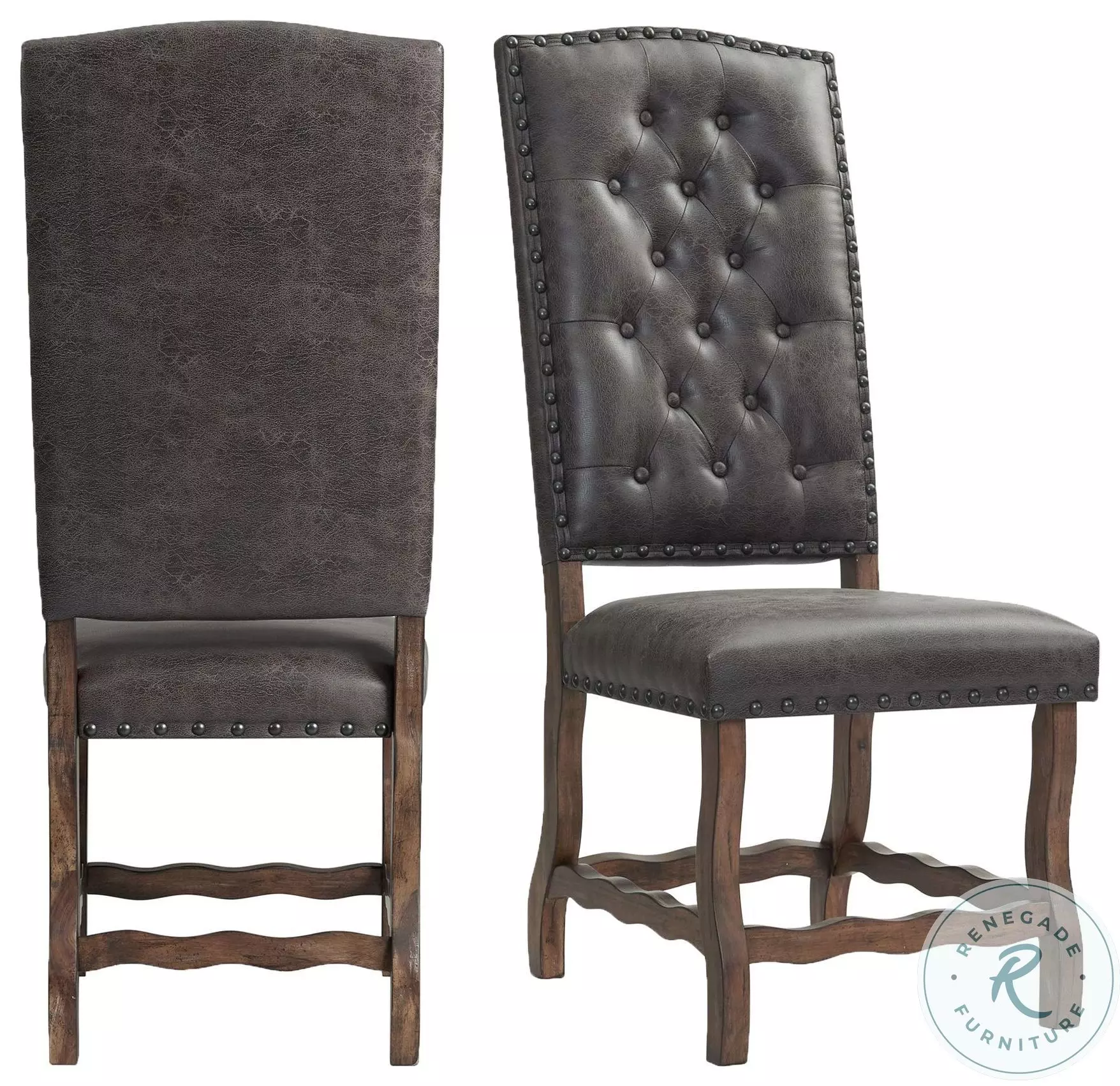 Hayward Chocolate Faux Leather Tufted Tall Back Side Chair Set Of