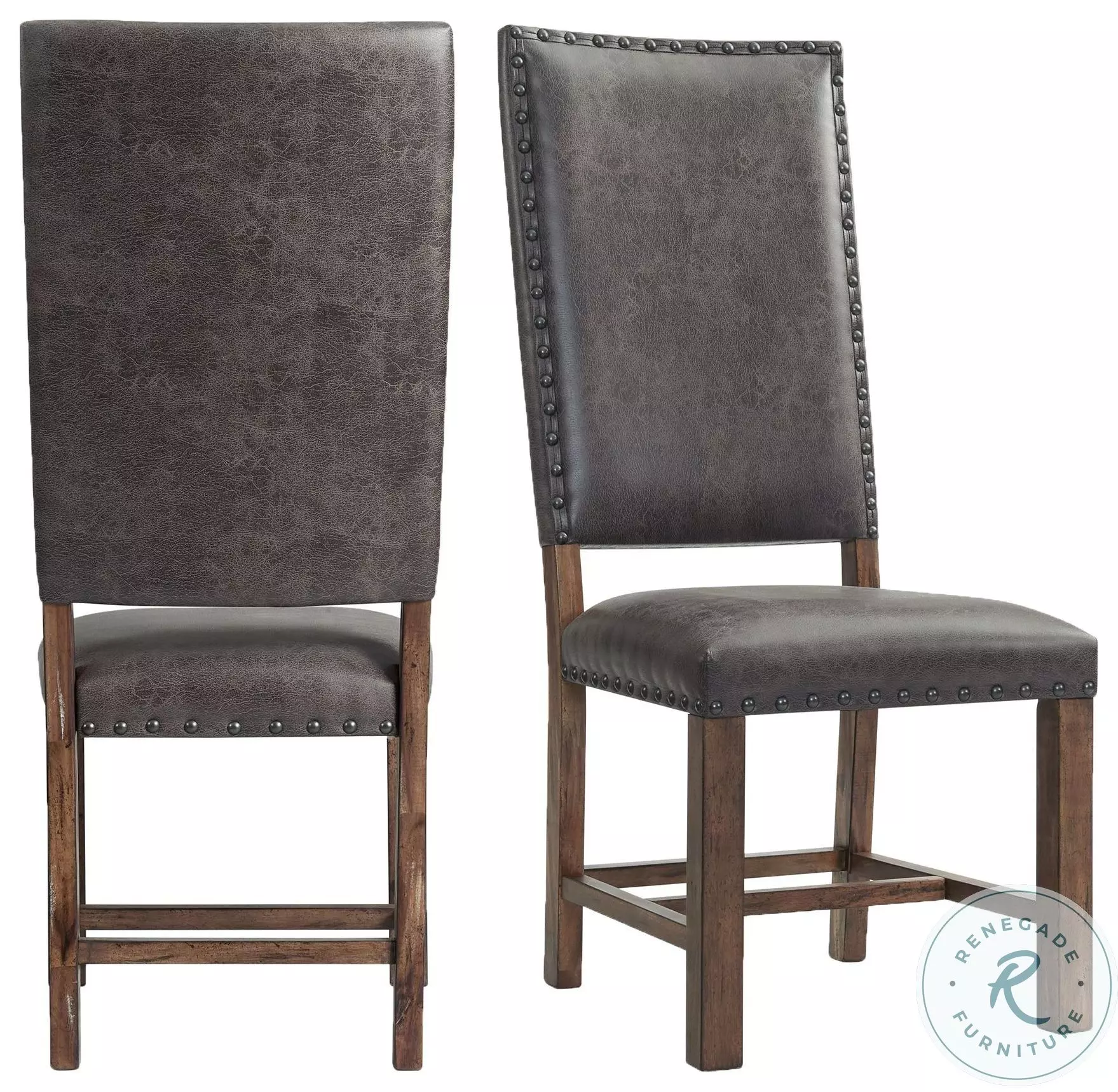 Hayward Chocolate Faux Leather Tall Back Side Chair Set Of 2 From