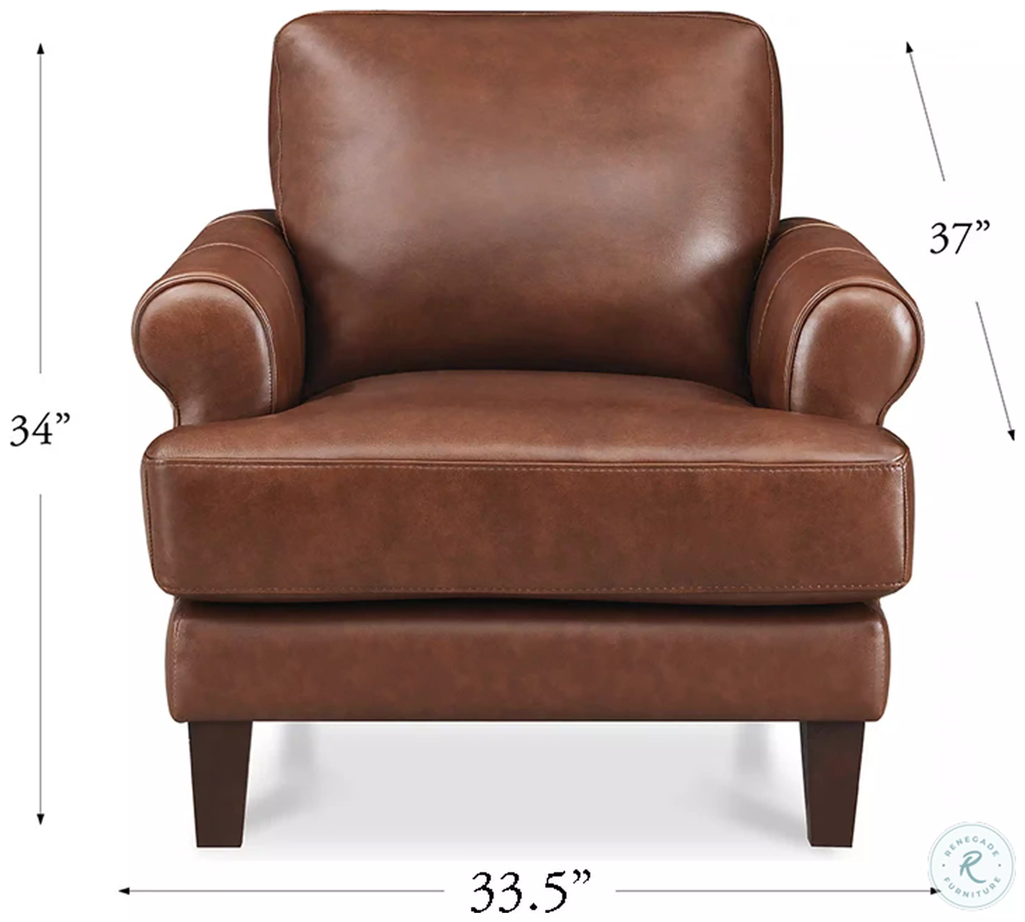 Soleil Brandy Leather Upholstered Lounge Chair