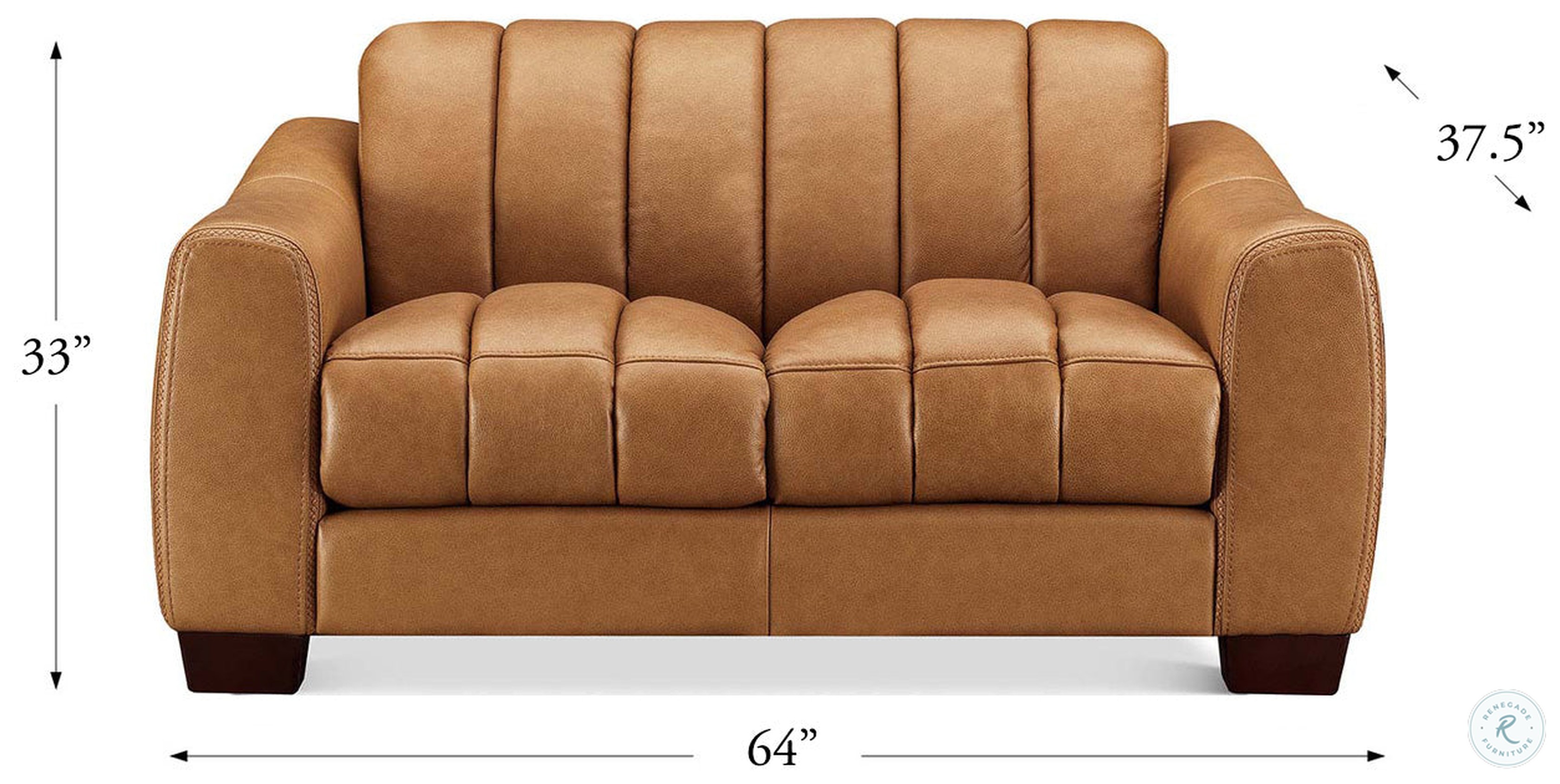 Baylor Cinnamon Leather 64" Loveseat