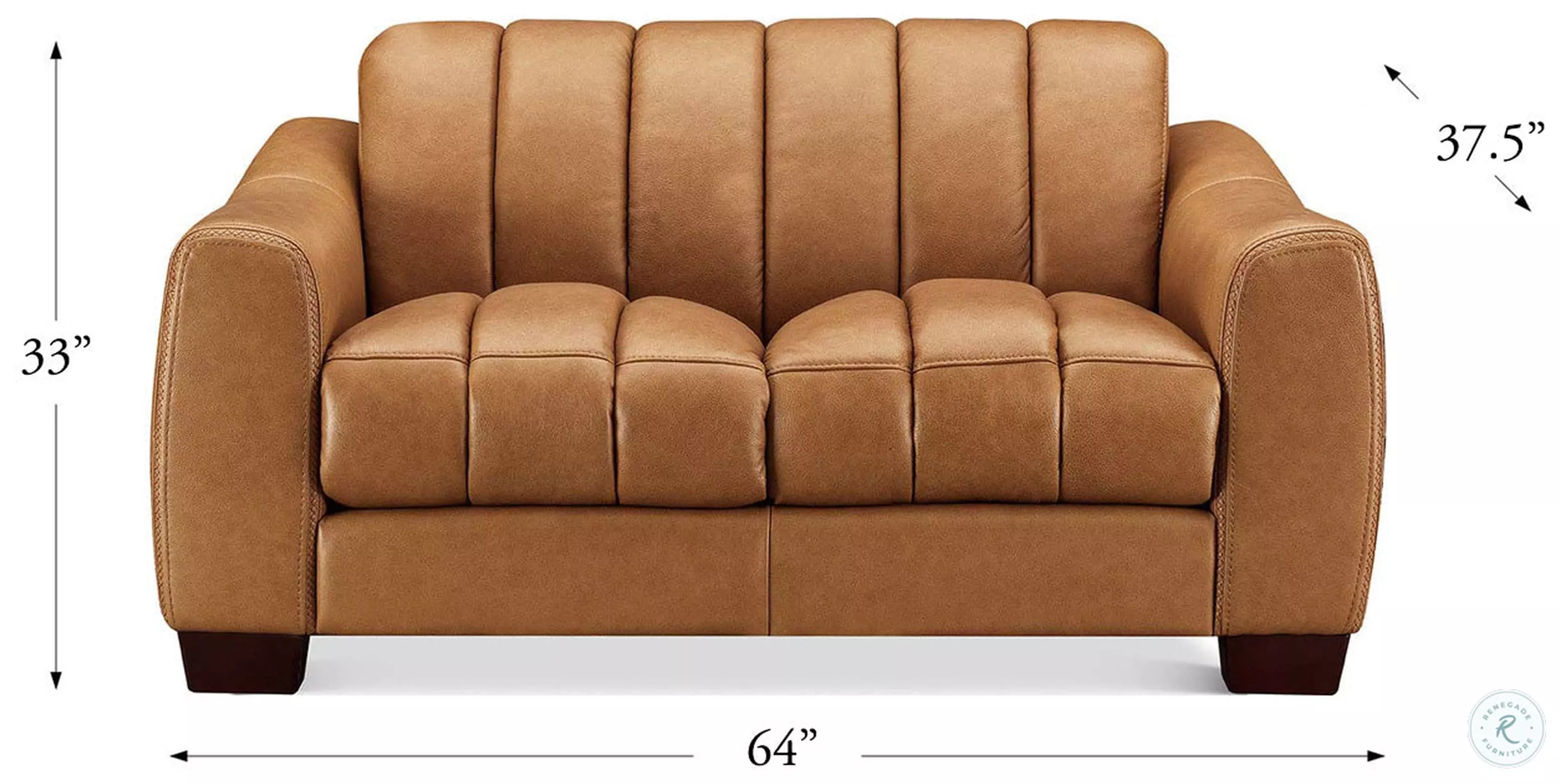 Baylor Cinnamon Leather 64" Loveseat