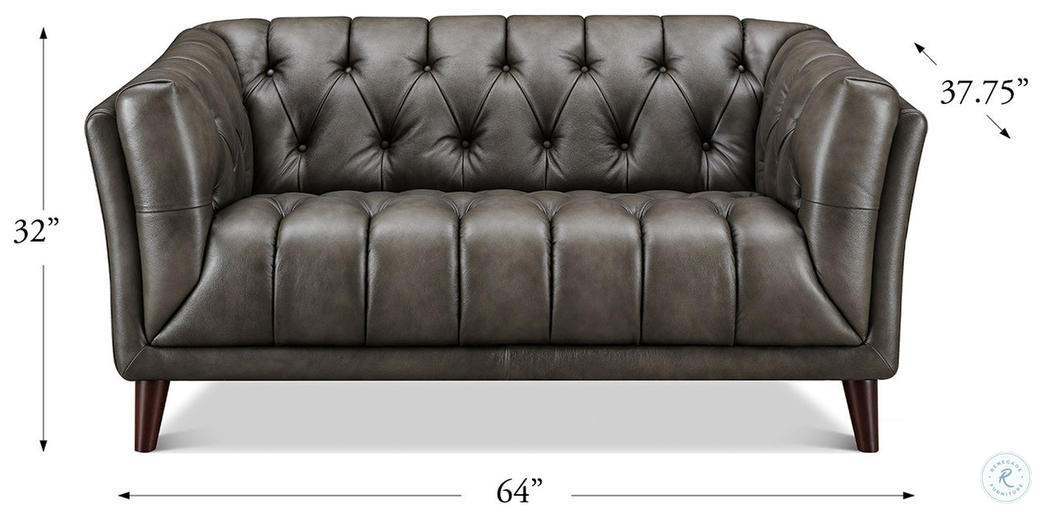 Trix Ash Leather 64" Loveseat