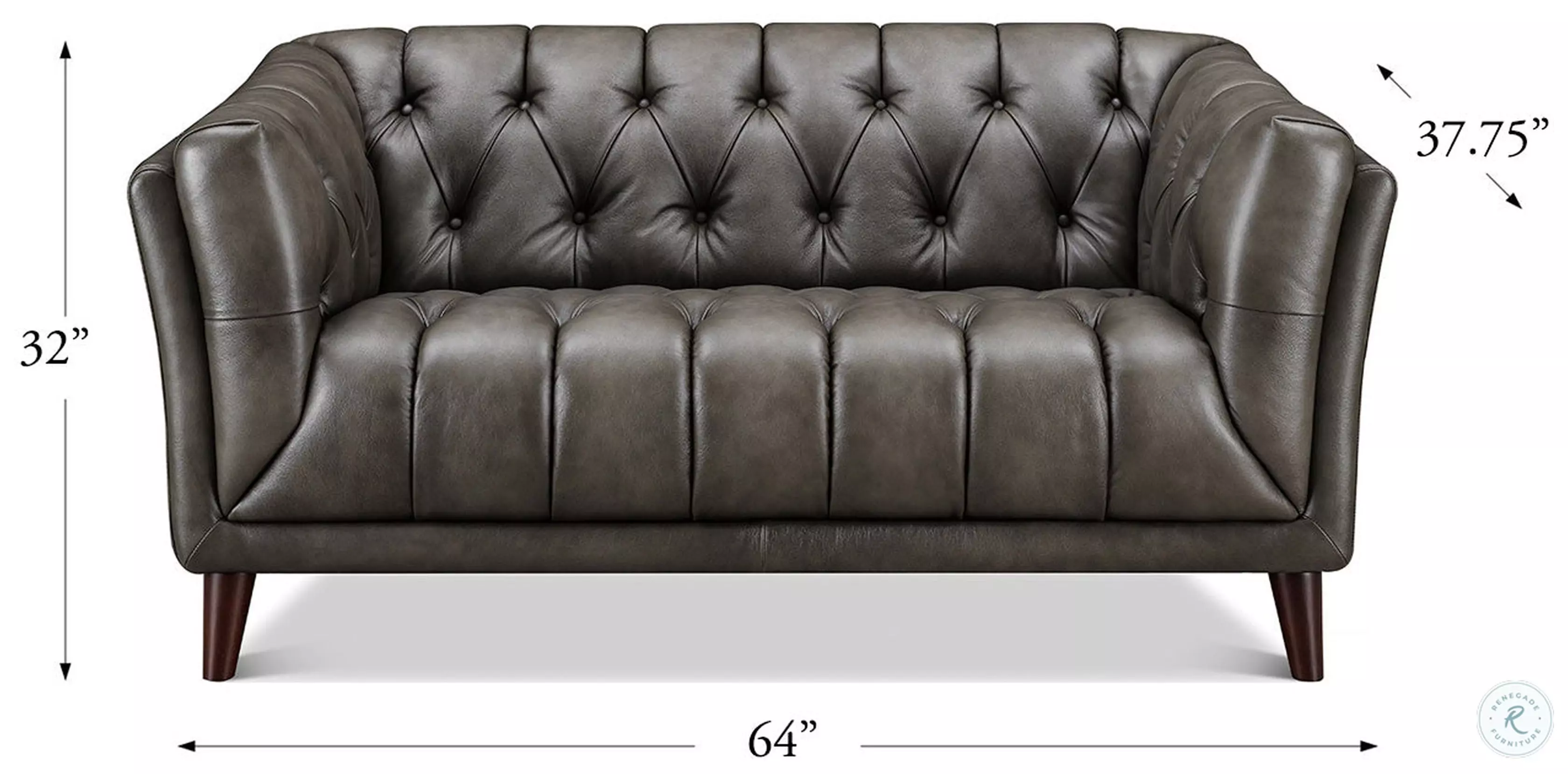 Trix Ash Leather 64" Loveseat
