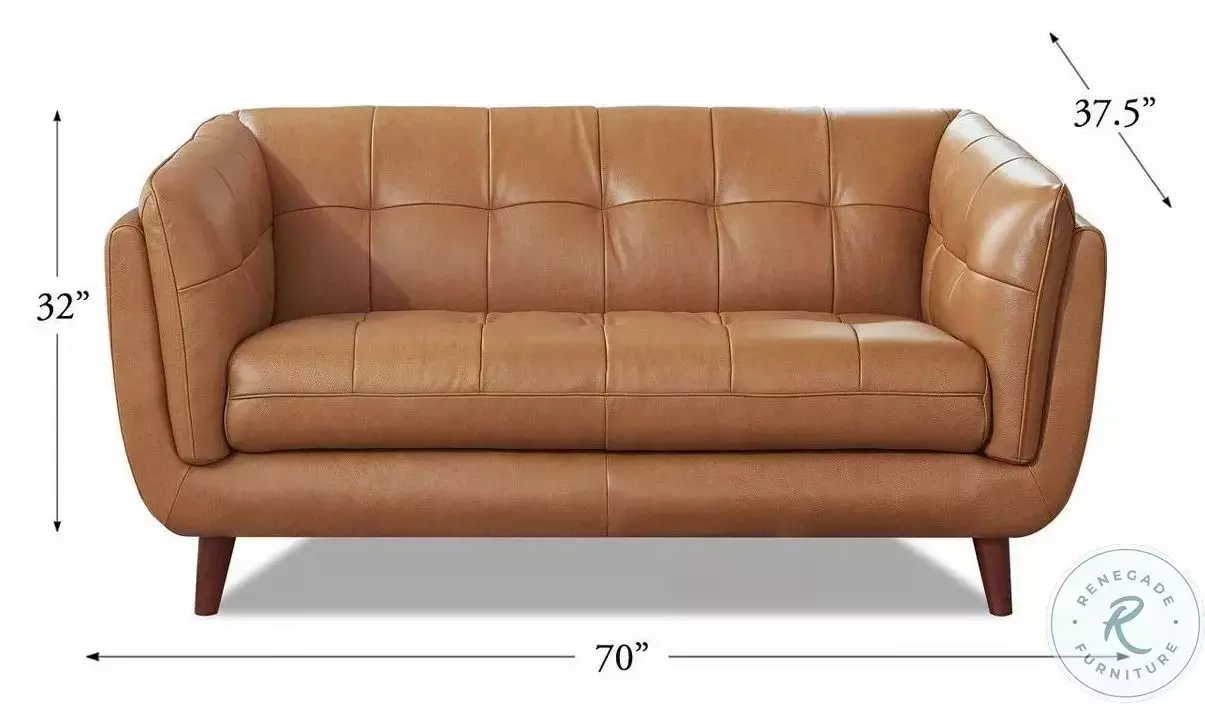 Sorella Cinnamon Leather 70" Loveseat