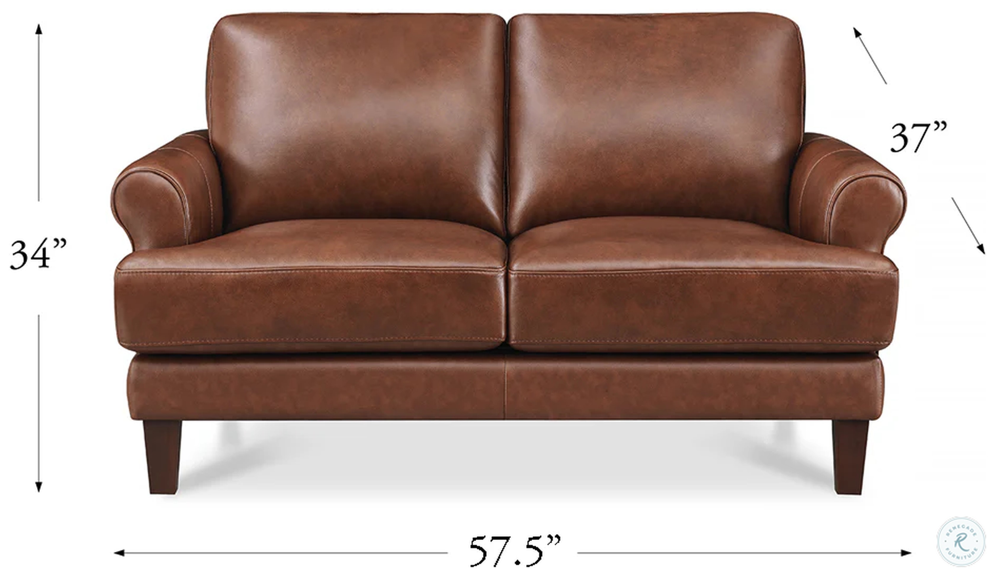 Soleil Brandy Leather 58" Loveseat