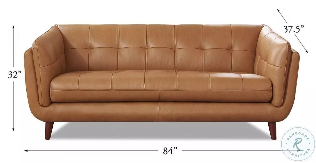 Sorella Cinnamon Leather 84" Sofa