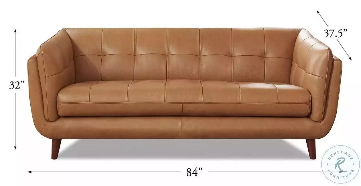 Sorella Cinnamon Leather 84" Sofa
