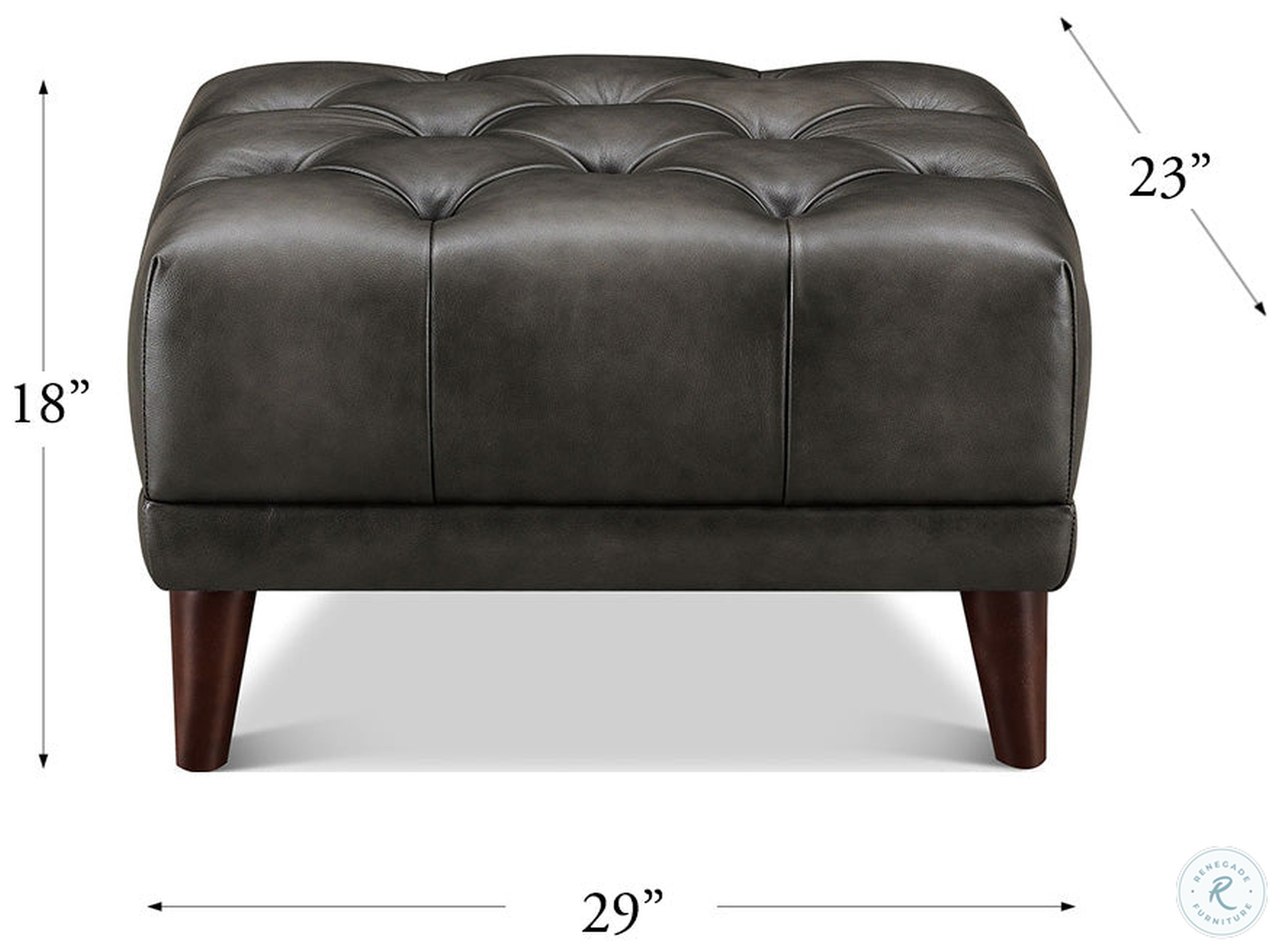 Trix Ash Leather Upholstered Rectangular Ottoman