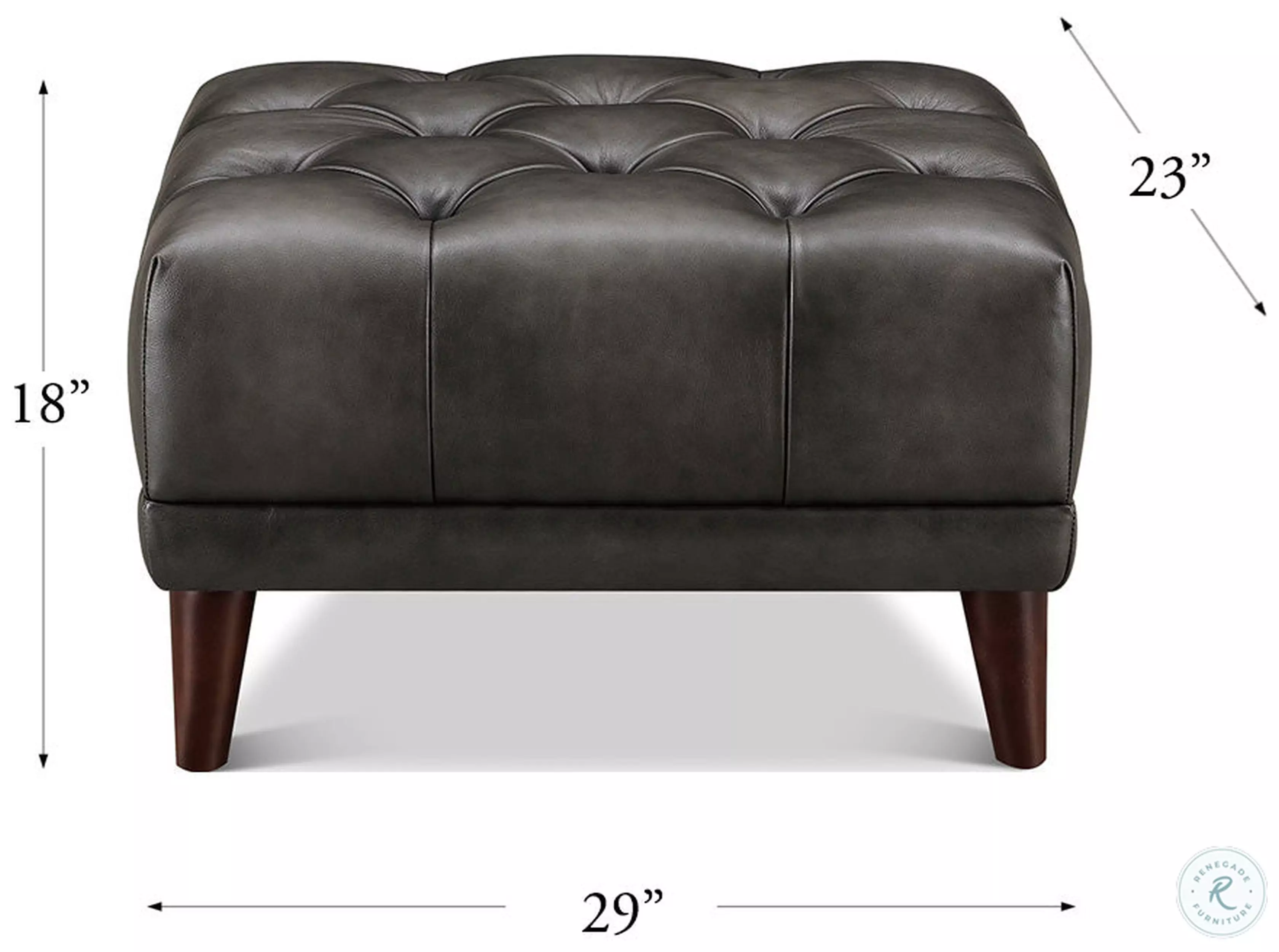 Trix Ash Leather Upholstered Rectangular Ottoman