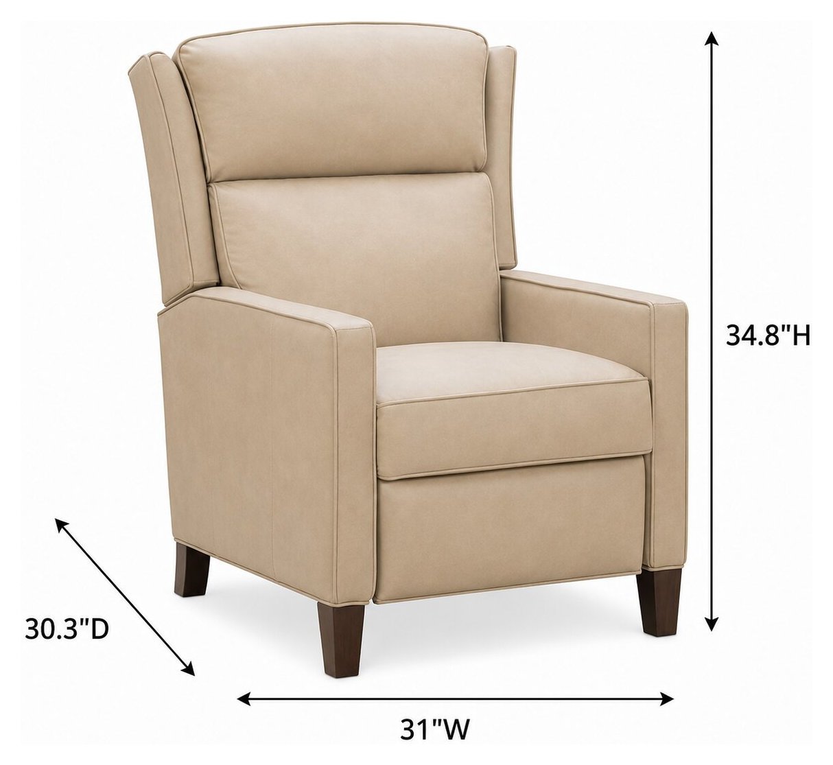 Moore Cashmere Stone Leather Push Thru The Arms Recliner