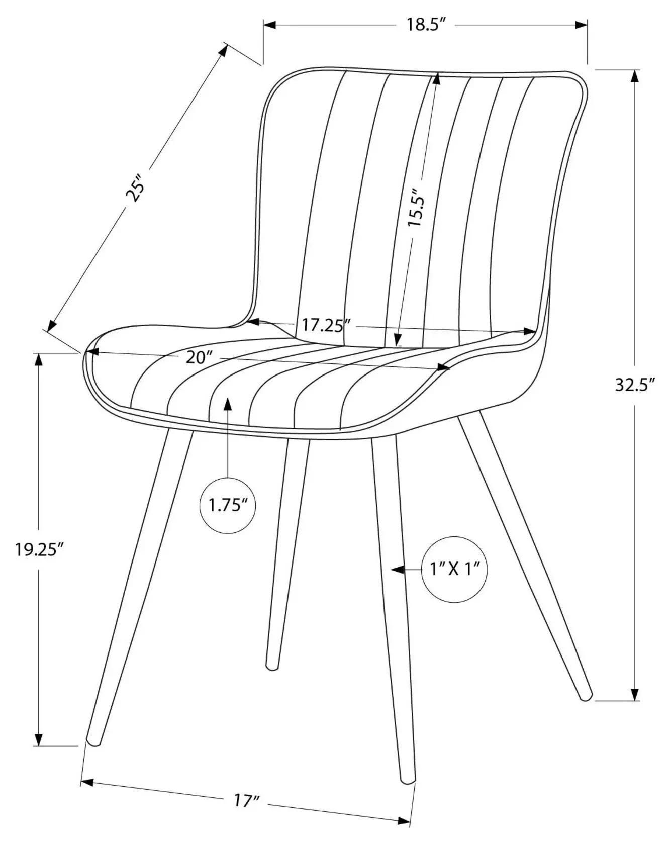 1130 Black Upholstered Dining Chair Set of 2