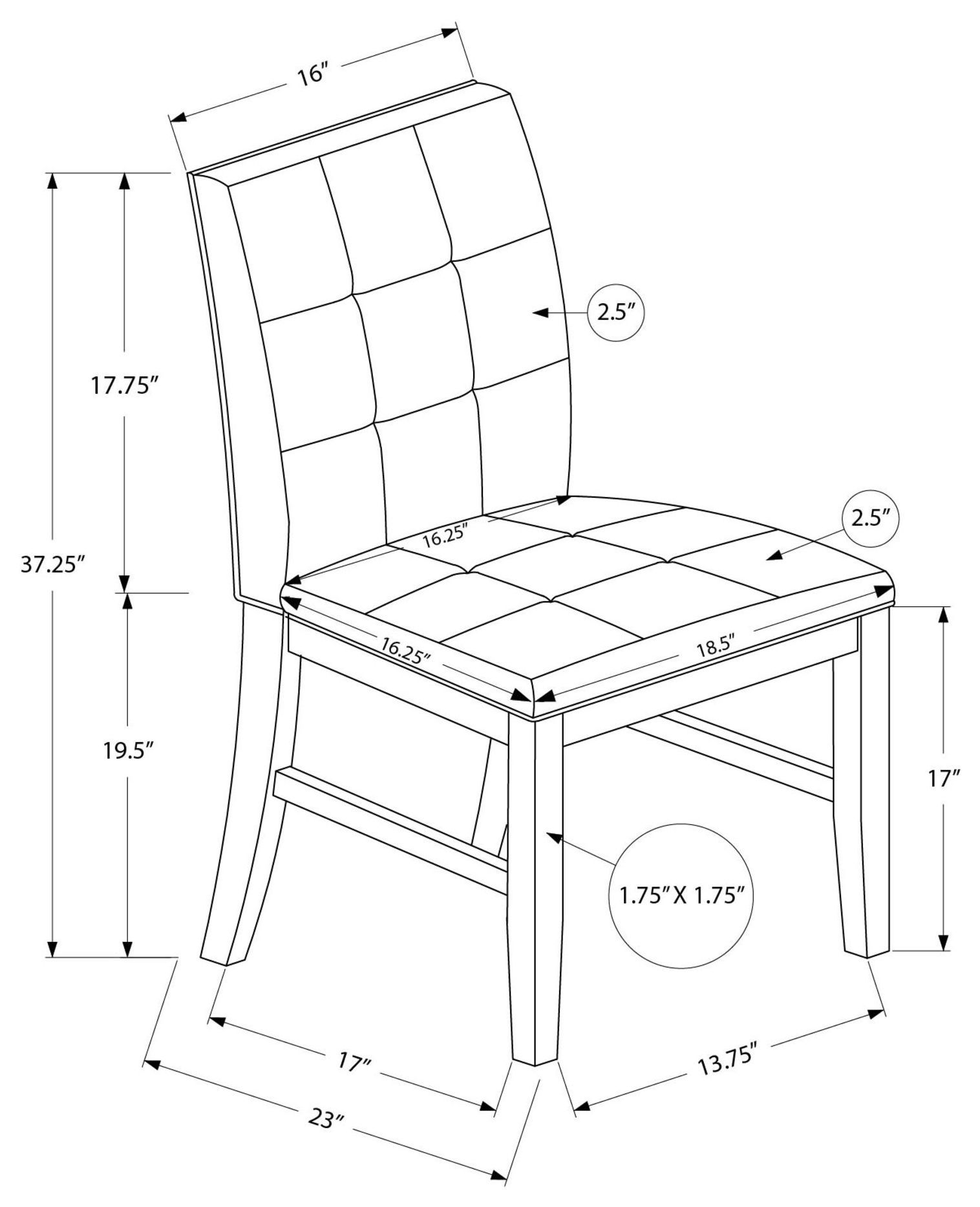 1378 Brown Upholstered Dining Chair Set of 2