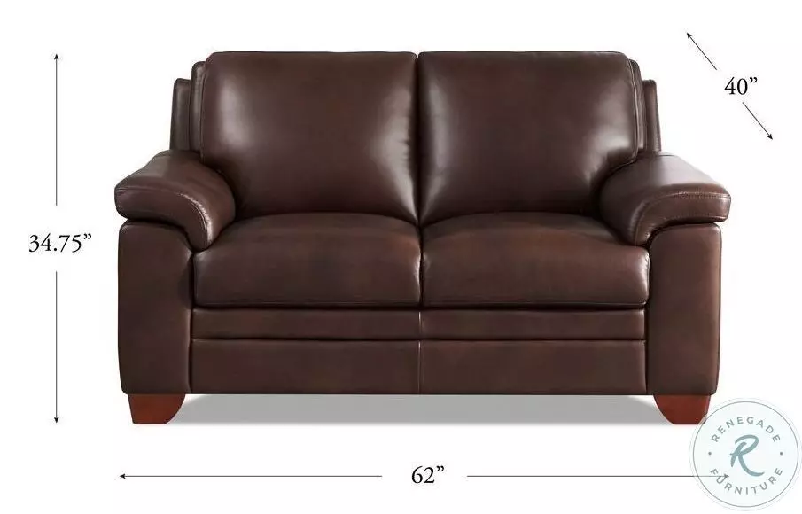 Ironvale Chestnut Top Grain Leather Loveseat