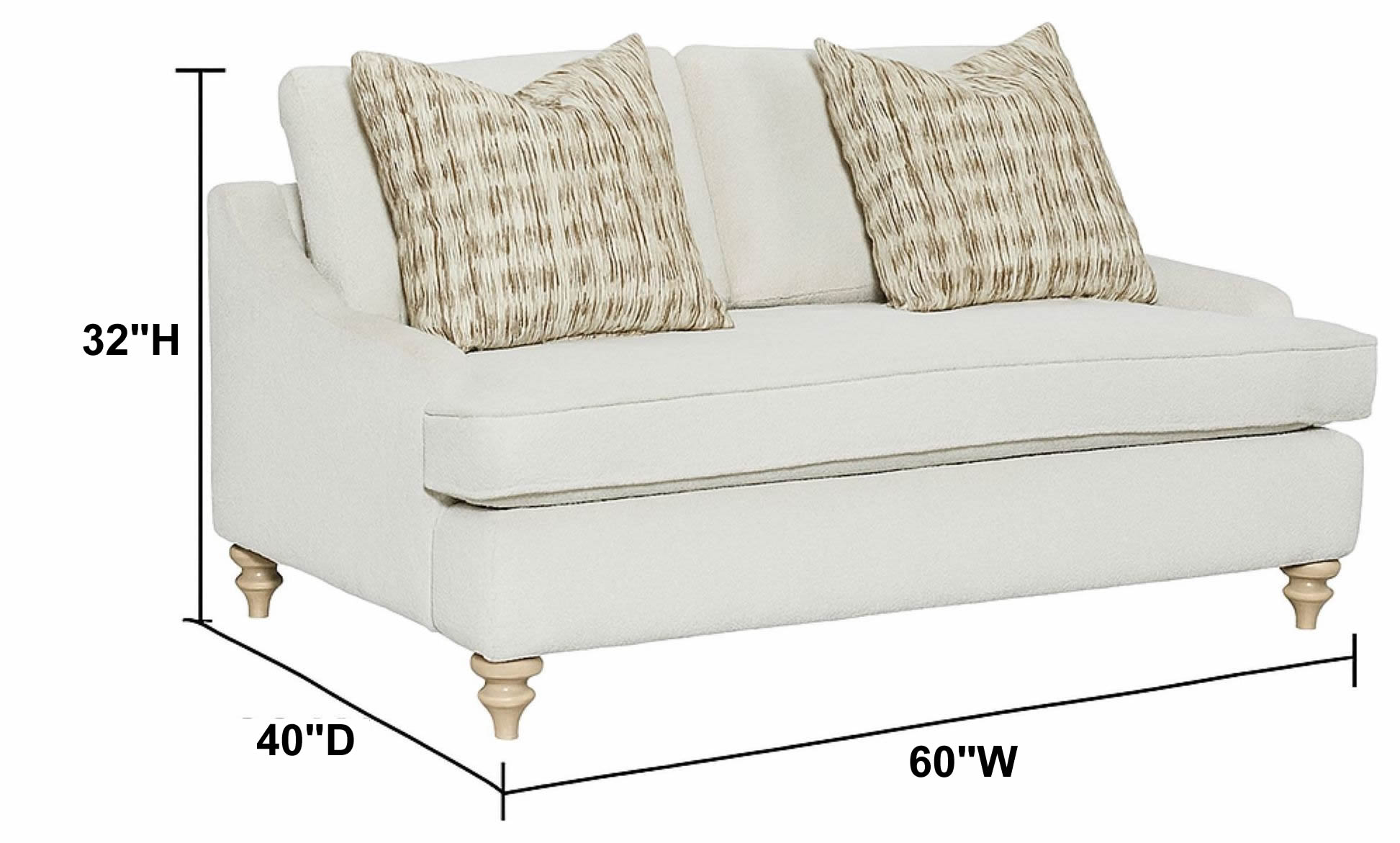 Wilmington Copenhagen 60" Loveseat with 2 Pillows