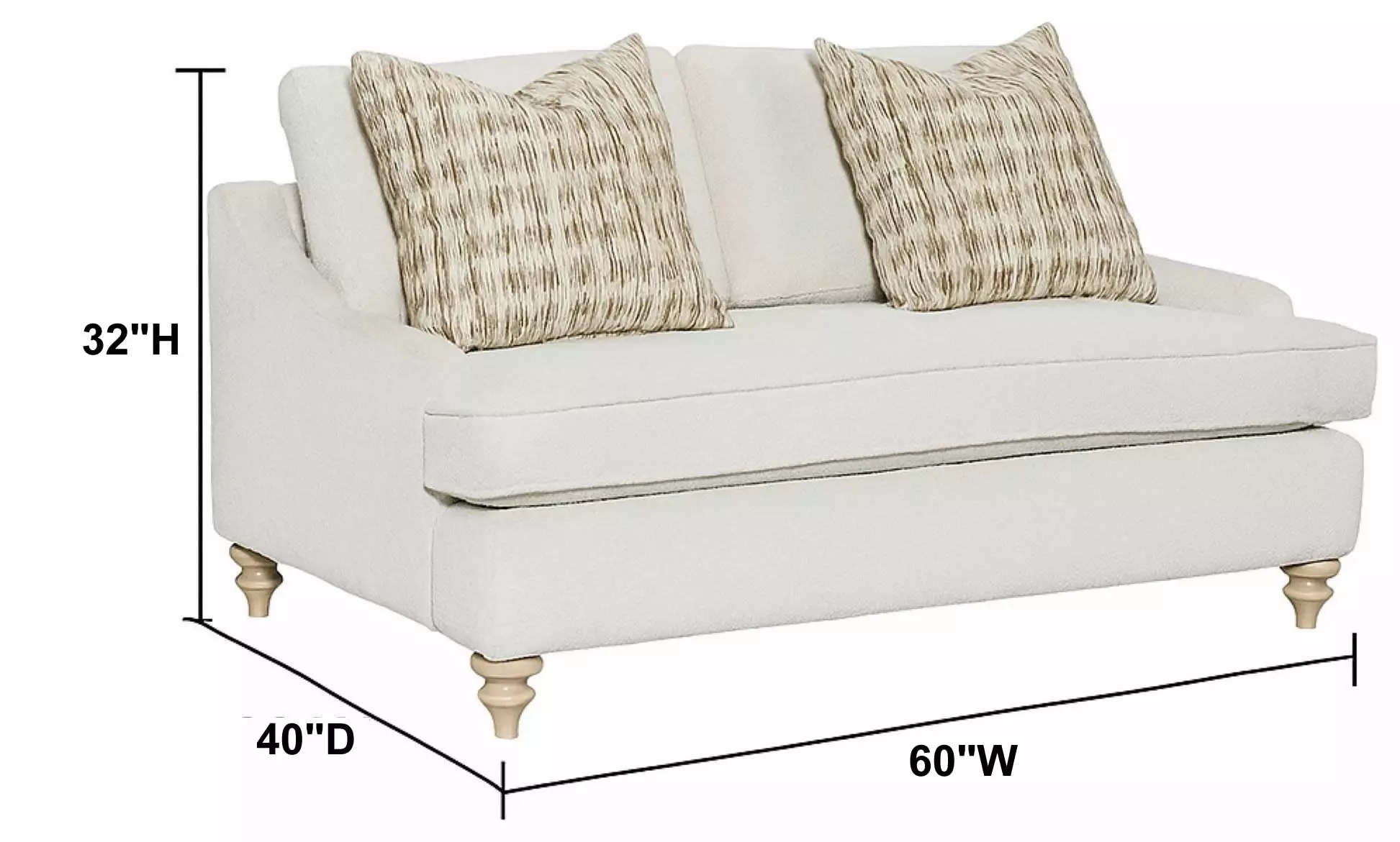 Wilmington Copenhagen 60" Loveseat with 2 Pillows