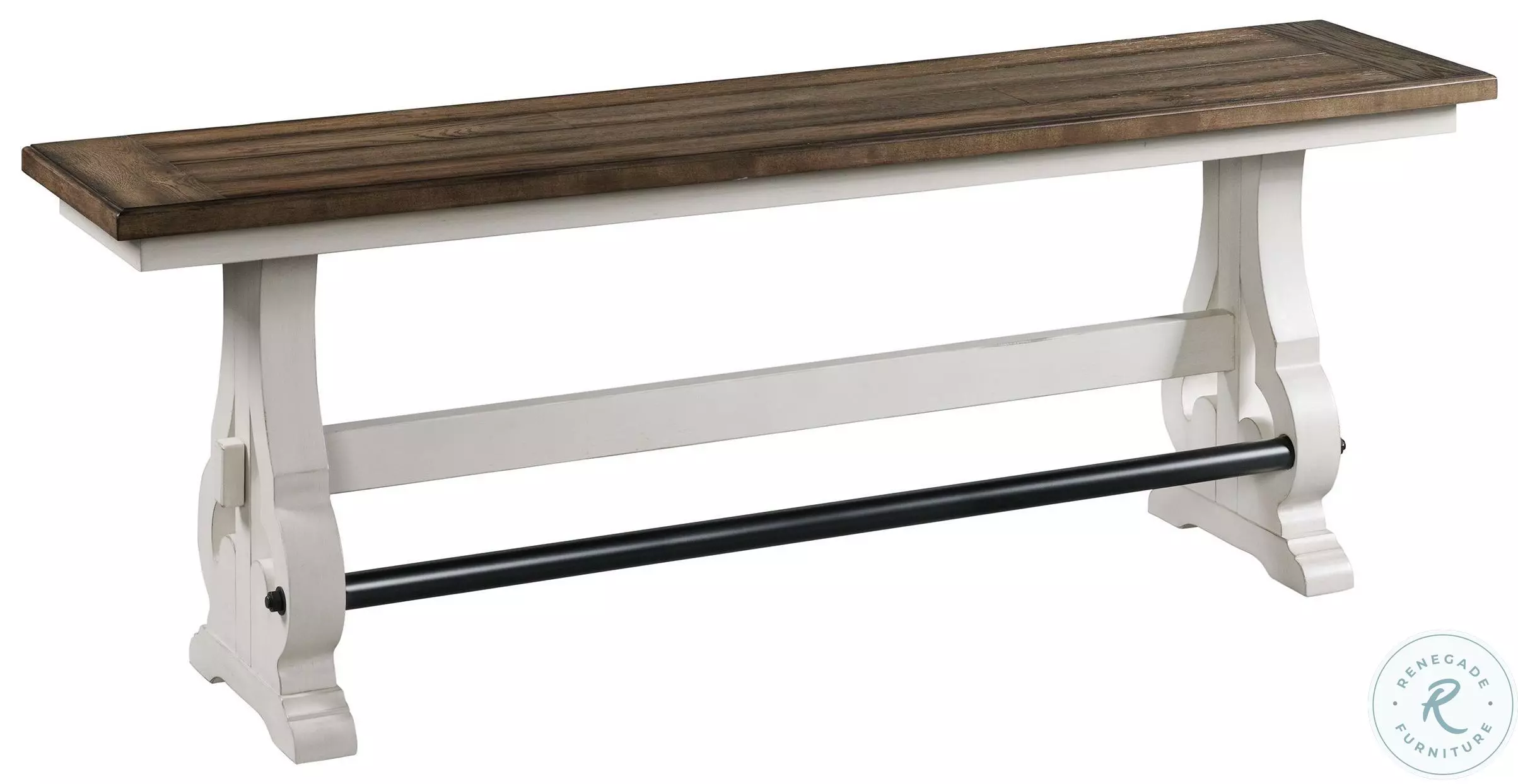 Drake Rustic White and French Oak Backless Counter Height Bench