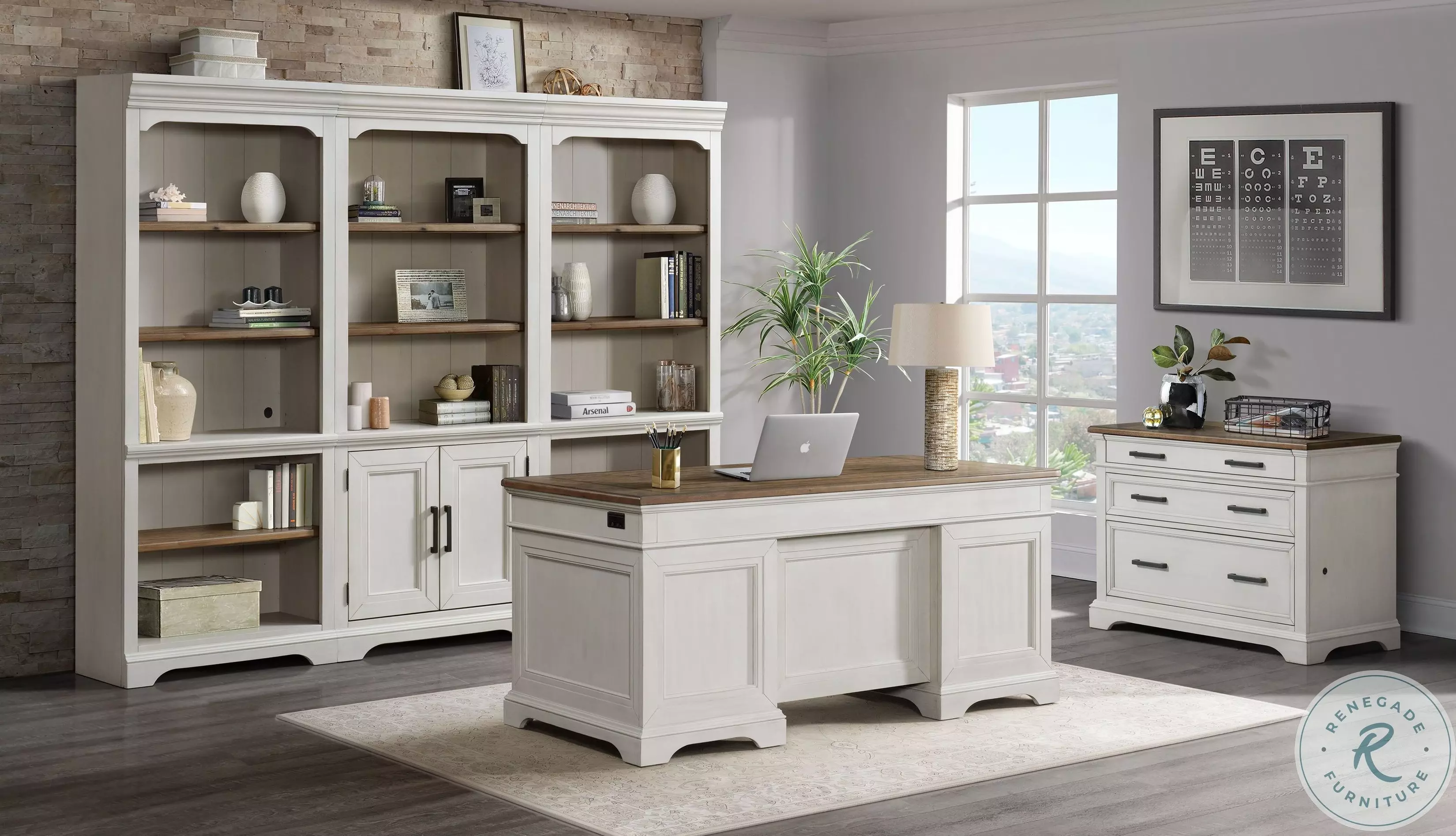 Drake Home Office Rustic White and French Oak 76
