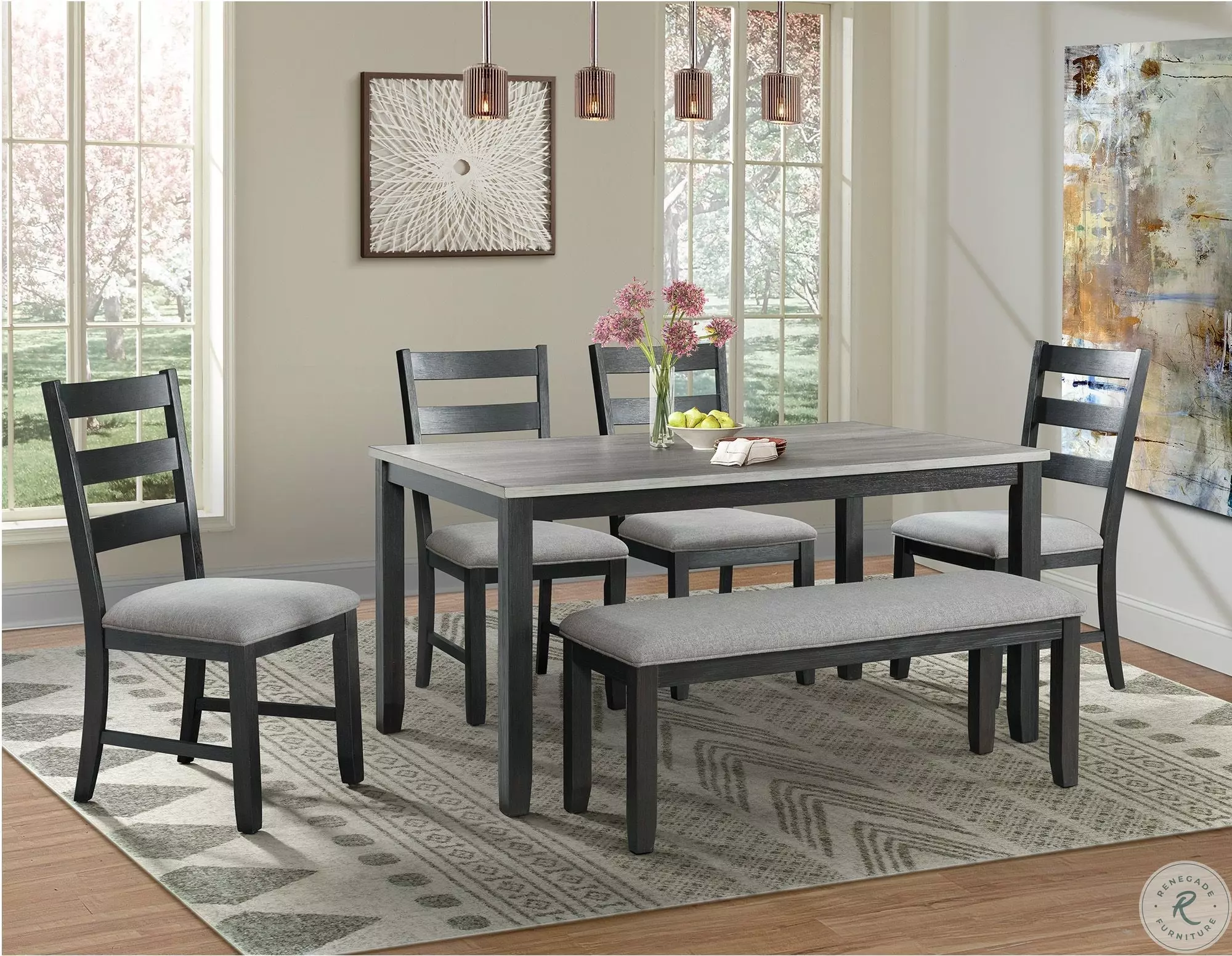 Kona Gray and Black 6 Piece Dining Room Set from Elements