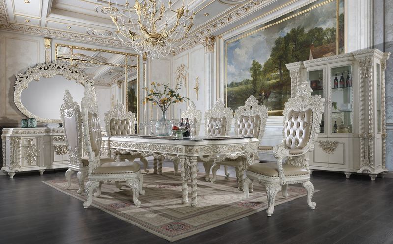 Vanaheim Antique White Glass Top Dining Room Set from ACME