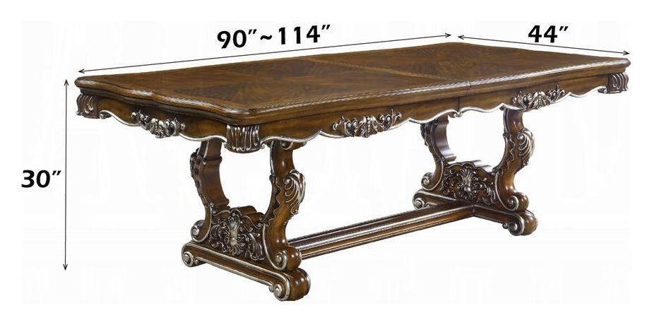 Latisha Antique Oak 114" Extendable Rectangular Dining Table