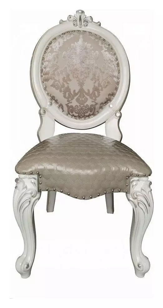 Versailles Bone White Upholstered Oval Back Side Chair with