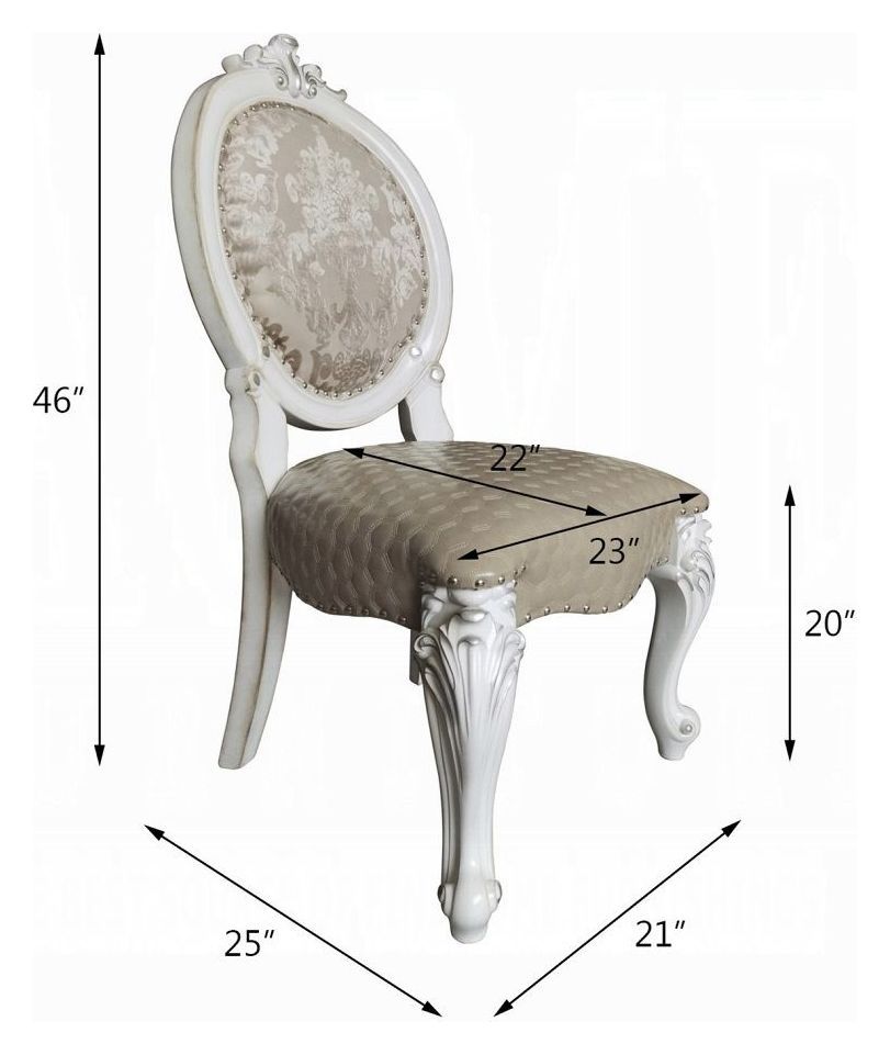 Versailles Bone White Upholstered Oval Back Side Chair with Nailhead Trim Set of 2
