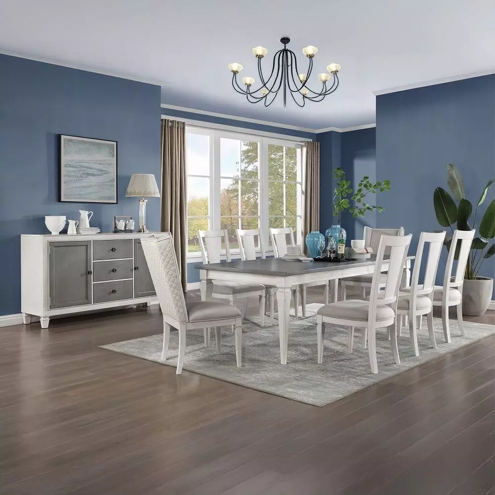 Katia Rustic Gray and Weathered White Dining Room Set from ACME