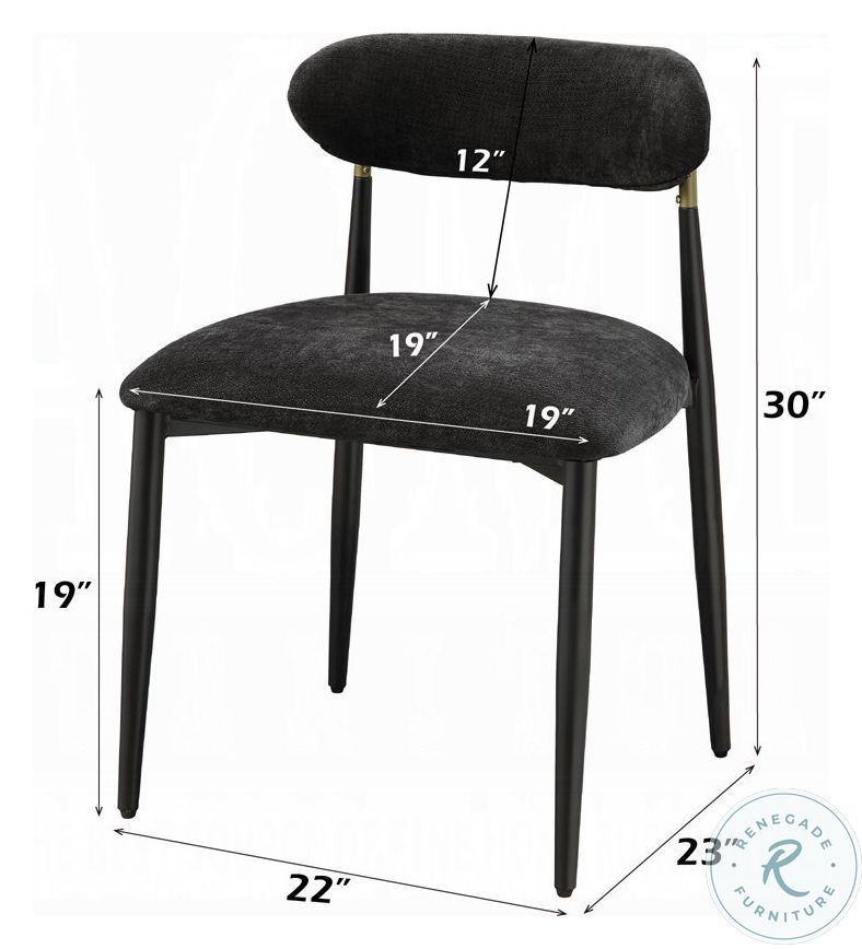 Jaramillo Black Chenille and Black Side Chair Set of 2