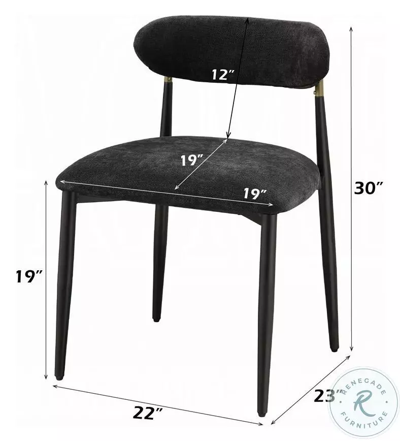 Jaramillo Black Chenille and Black Side Chair Set of 2