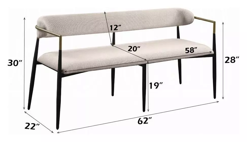Jaramillo Beige Upholstered 62" Dining Bench